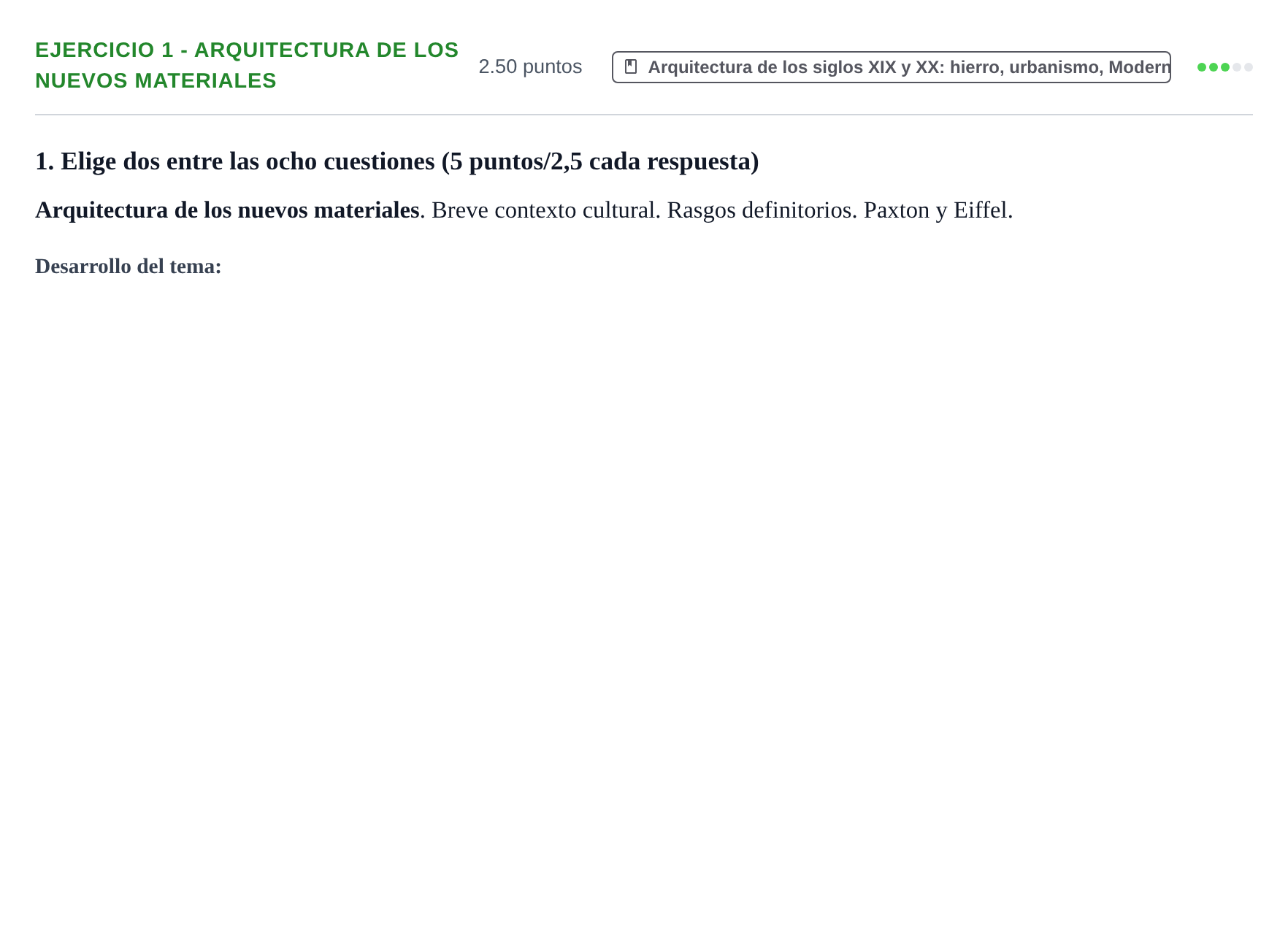 Enunciado: Ejercicio 1 - Arquitectura de los nuevos materiales · Historia del Arte PAU Navarra Extraordinaria 2022