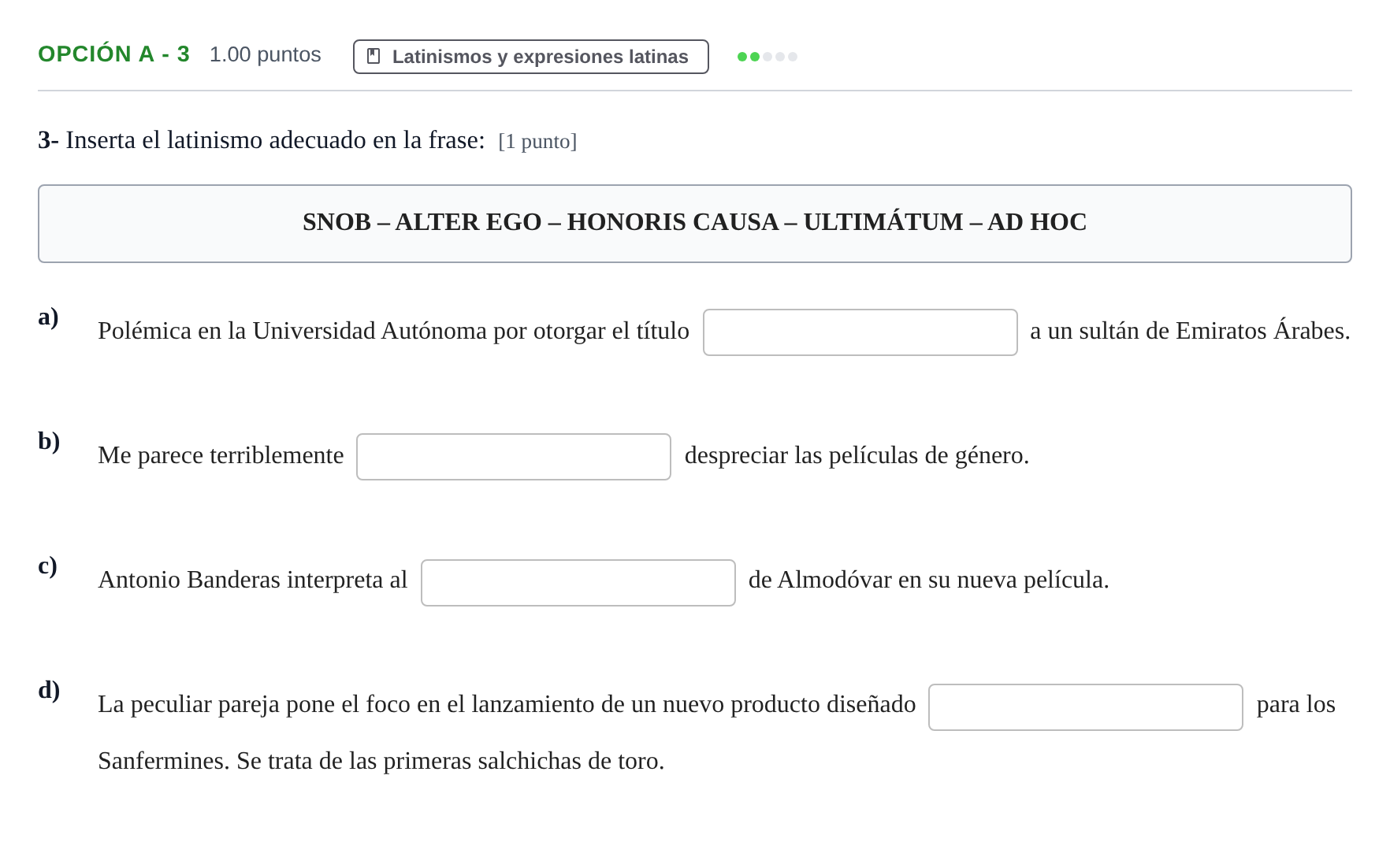 Enunciado: Opción A - 3 · Latín II PAU Navarra Extraordinaria 2022