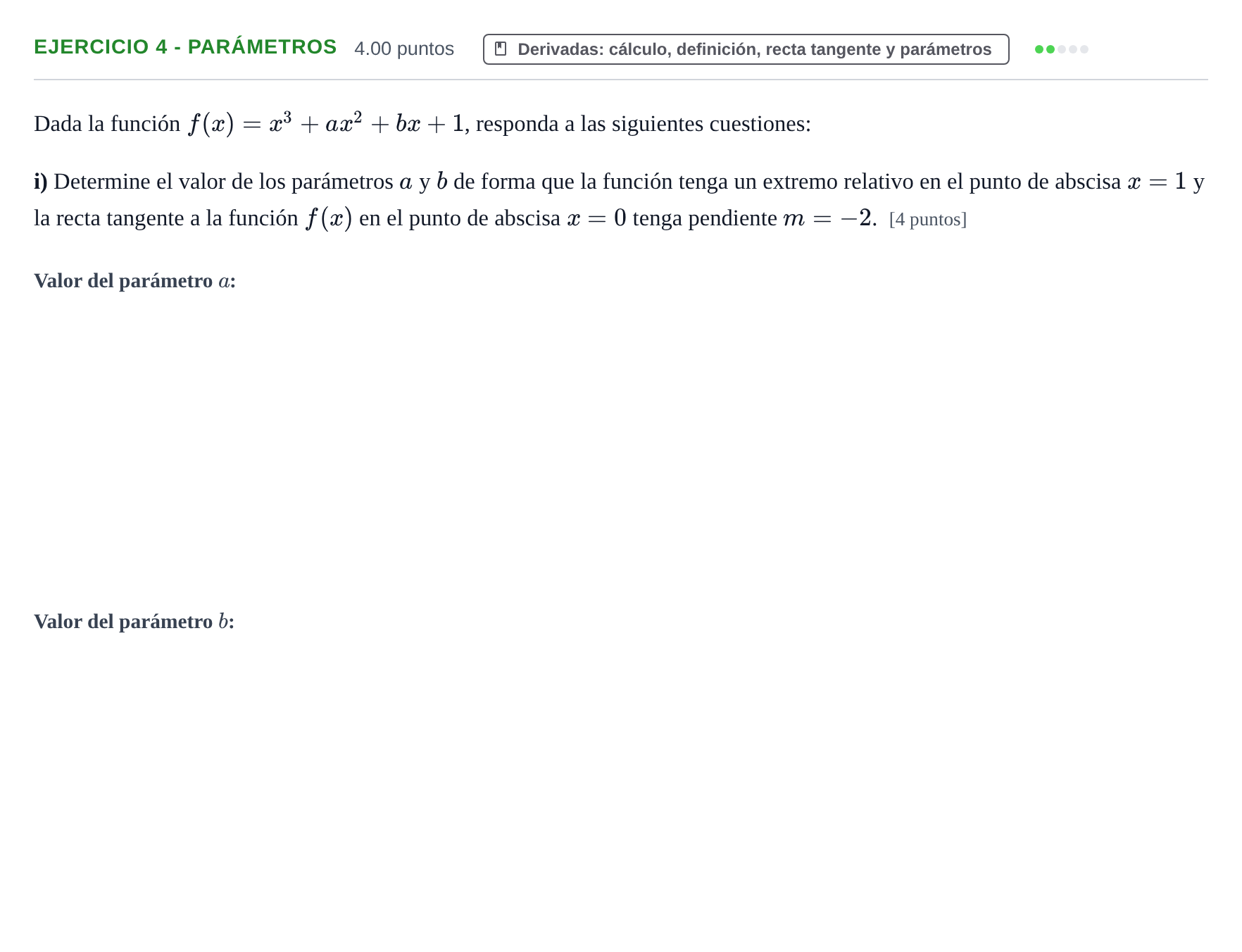 Enunciado: Ejercicio 4 - Parámetros · Matemáticas aplicadas a las Ciencias Sociales II PAU Navarra Extraordinaria 2022