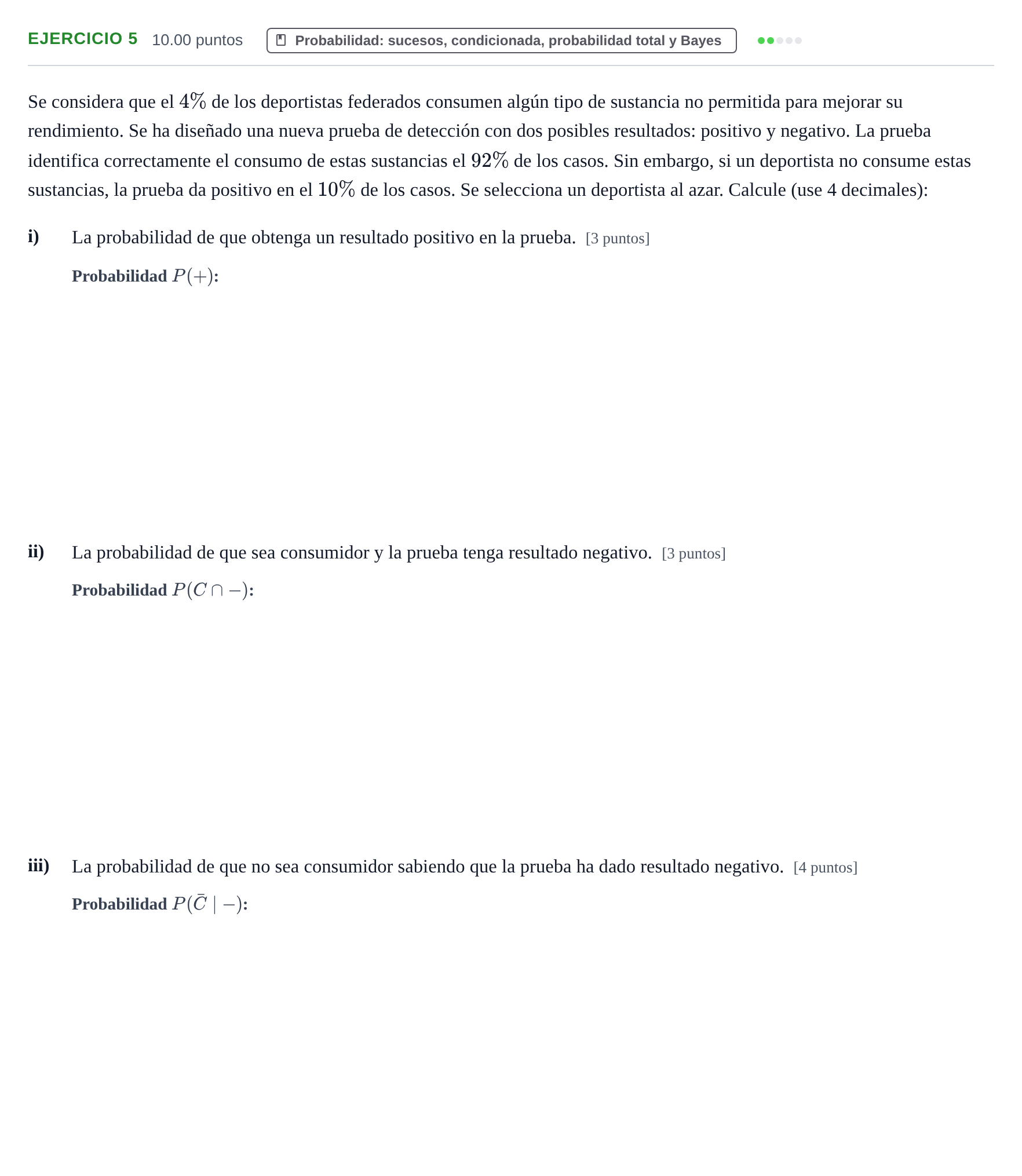 Enunciado: Ejercicio 5 · Matemáticas aplicadas a las Ciencias Sociales II PAU Navarra Extraordinaria 2022