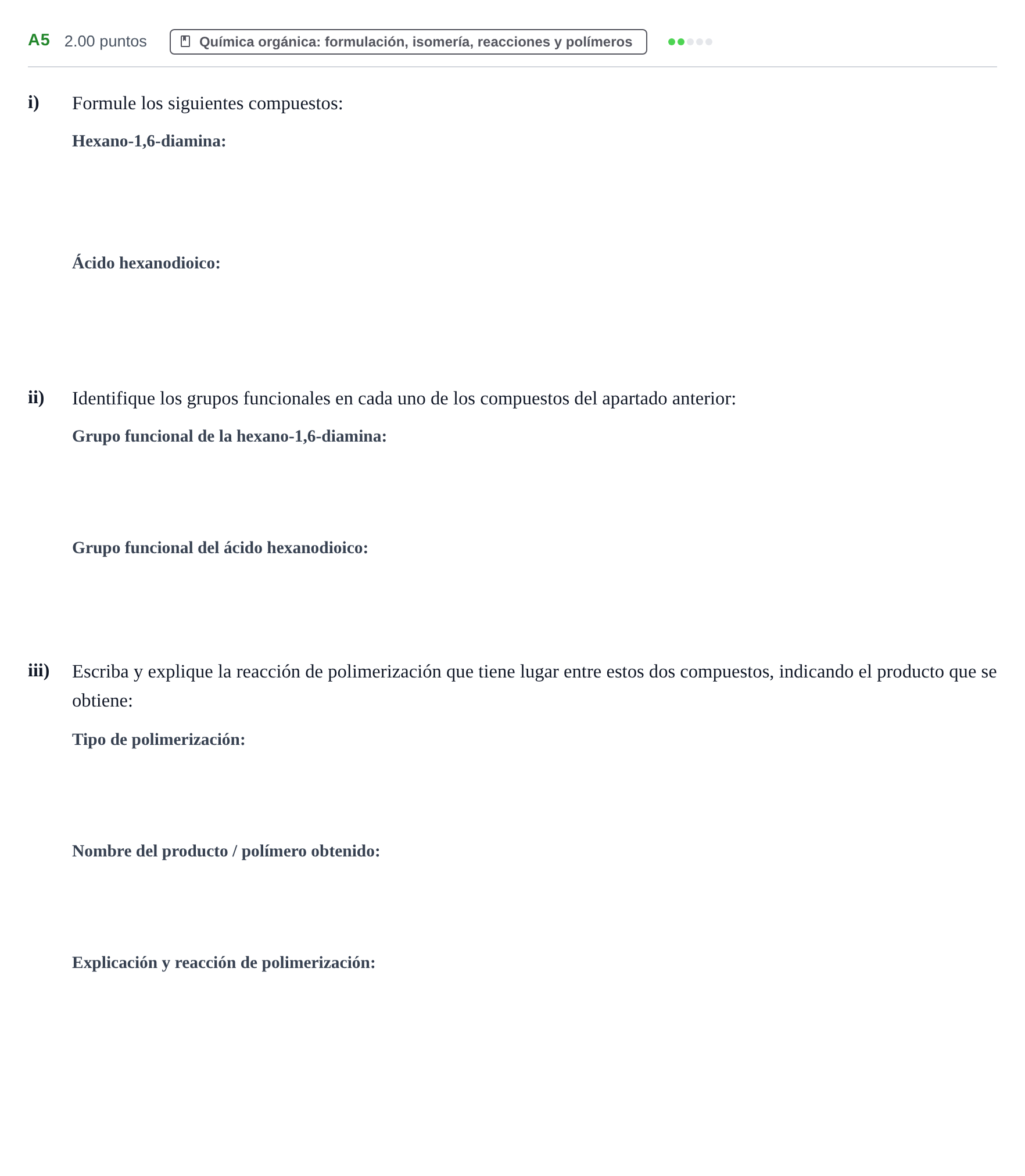 Enunciado: Ejercicio A5 · Química PAU Navarra Extraordinaria 2022