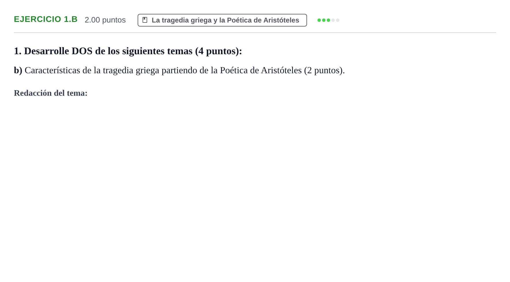 Enunciado: Ejercicio 1.b · Artes Escénicas PAU Navarra Ordinaria 2021
