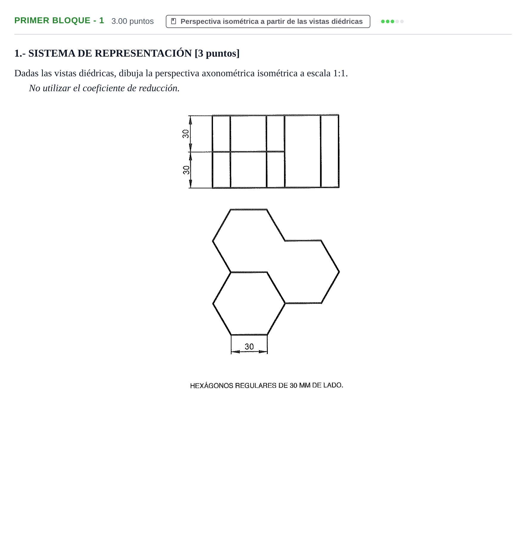 Enunciado: Ejercicio Primer Bloque - 1 · Dibujo técnico II PAU Navarra Ordinaria 2021