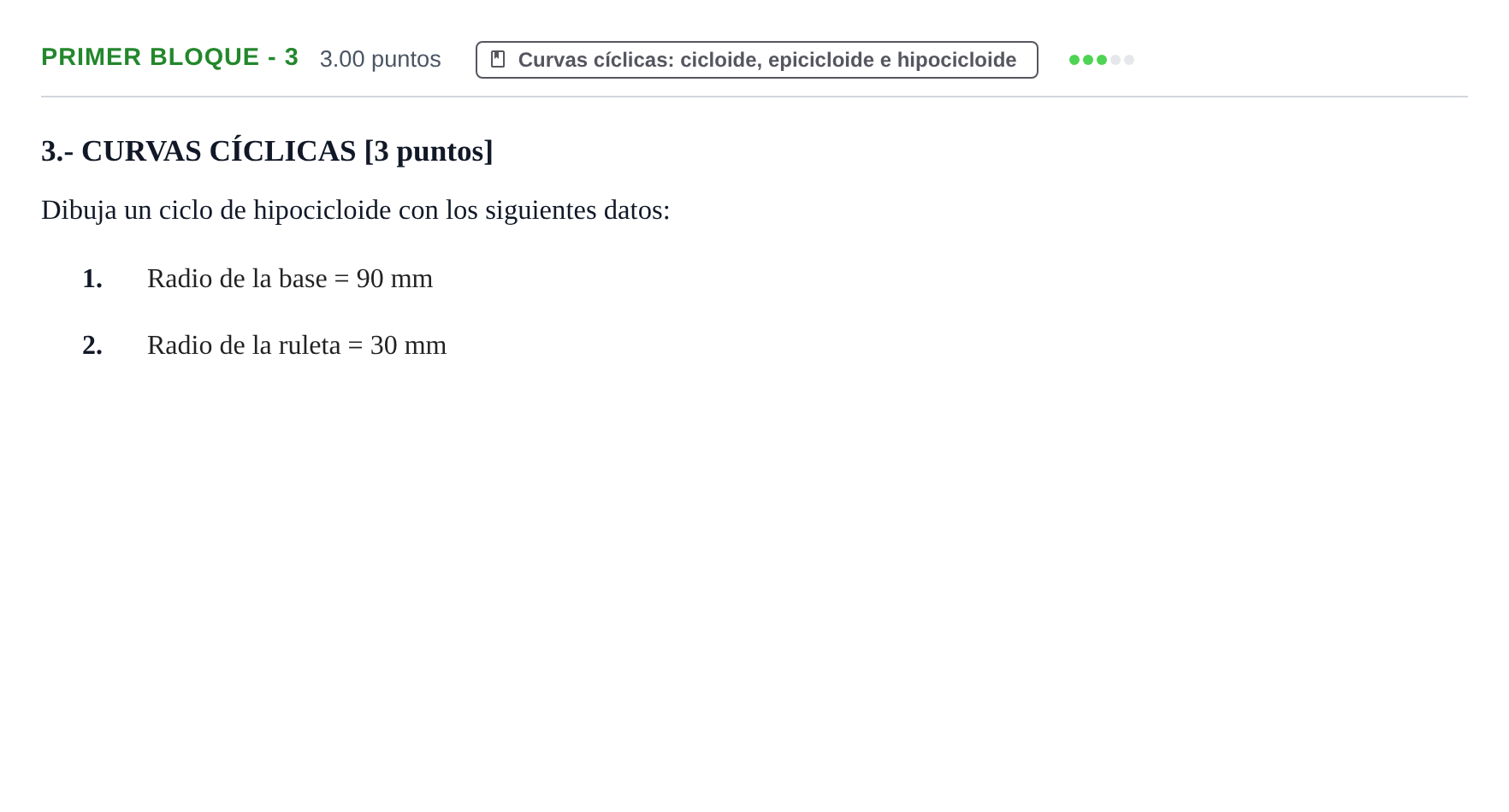 Enunciado: Ejercicio Primer Bloque - 3 · Dibujo técnico II PAU Navarra Ordinaria 2021