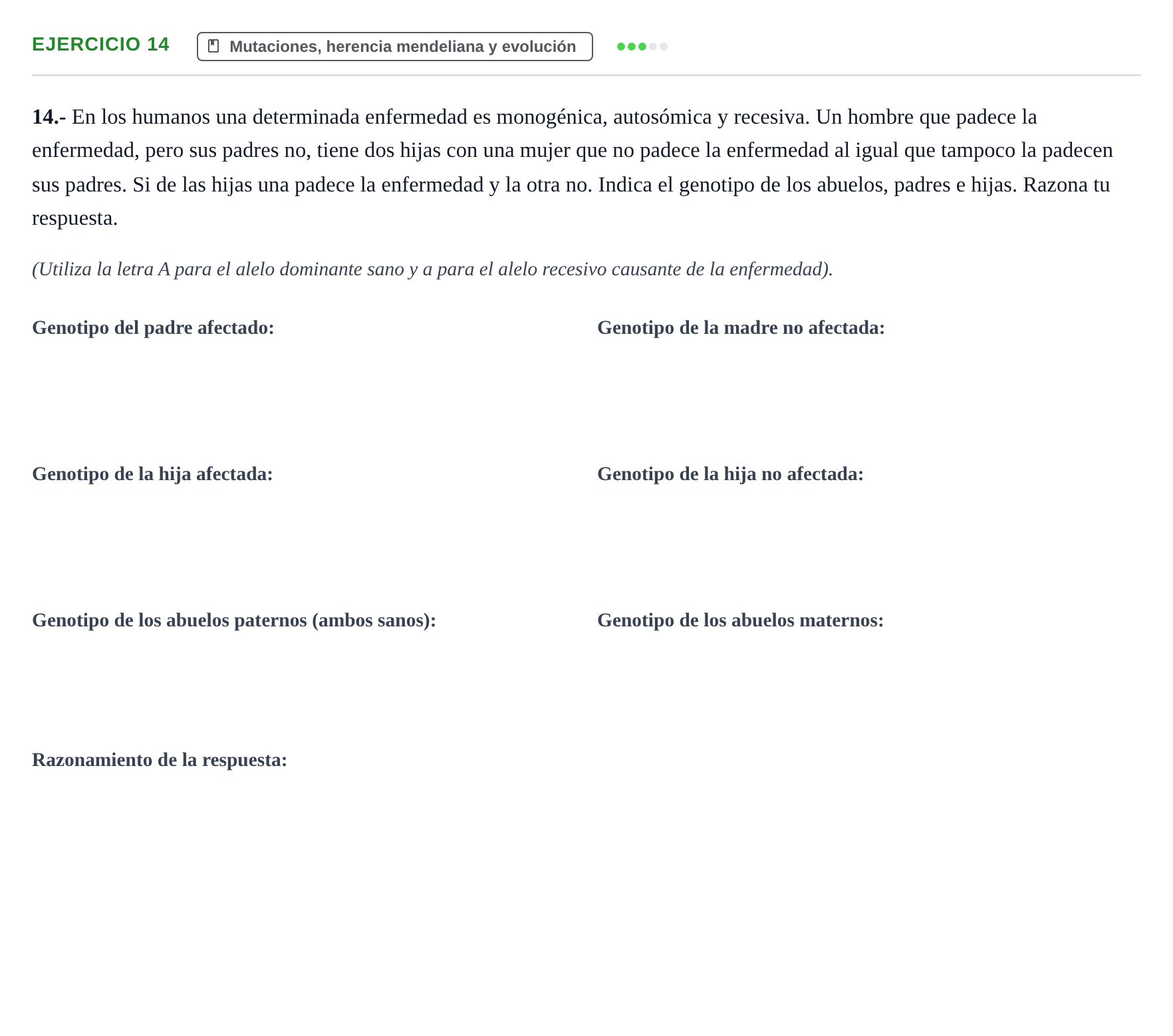 Enunciado: Problema 14 · Biología PAU Navarra Ordinaria 2021