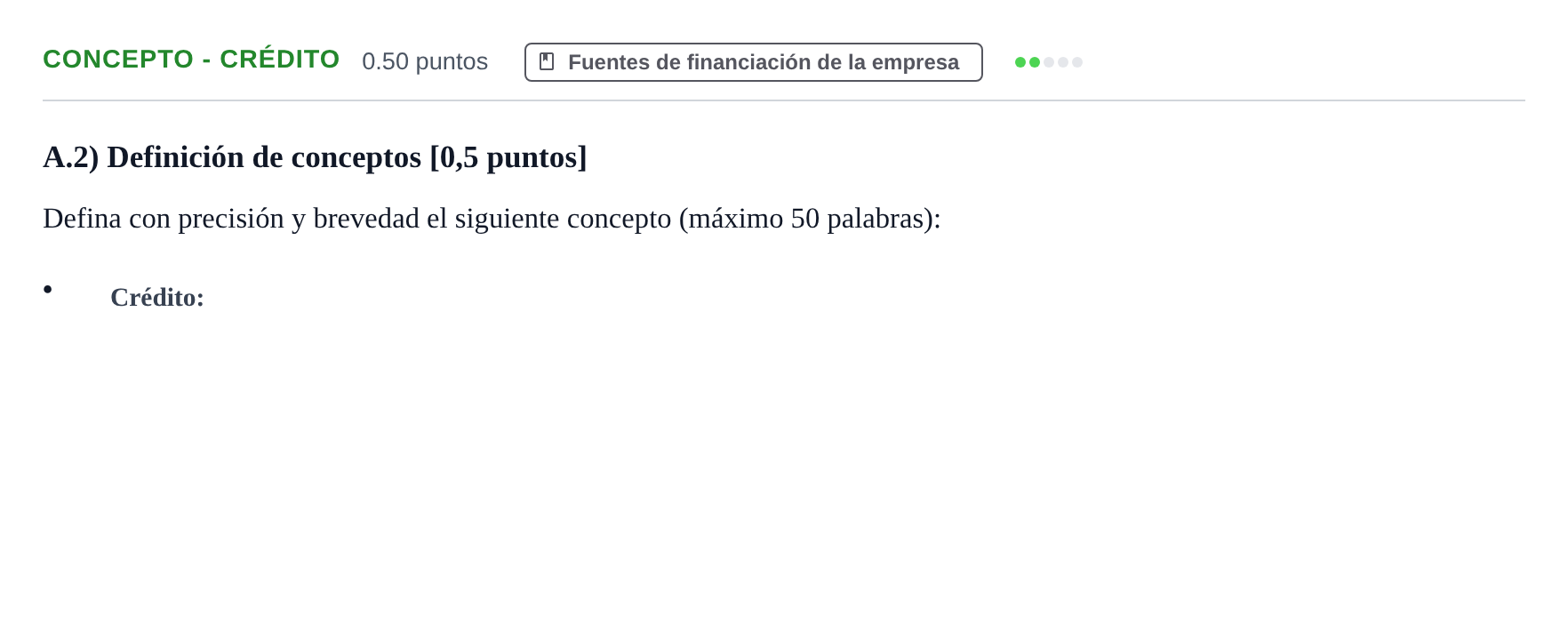 Enunciado: Ejercicio Concepto - Crédito · Empresa y Diseño de Modelos de Negocio PAU Navarra Ordinaria 2021