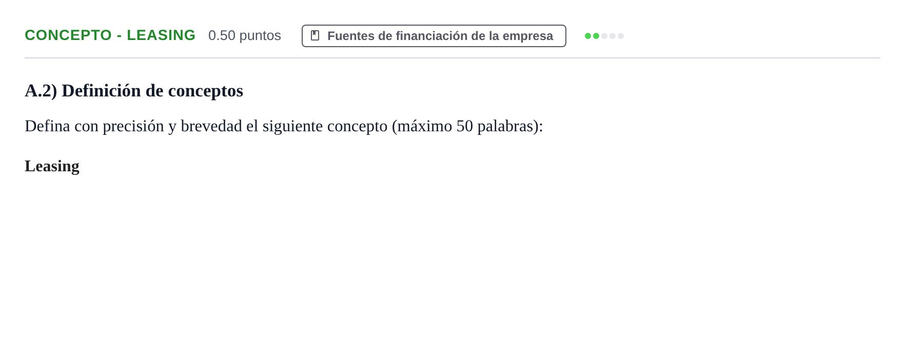 Enunciado: Ejercicio Concepto - Leasing · Empresa y Diseño de Modelos de Negocio PAU Navarra Ordinaria 2021