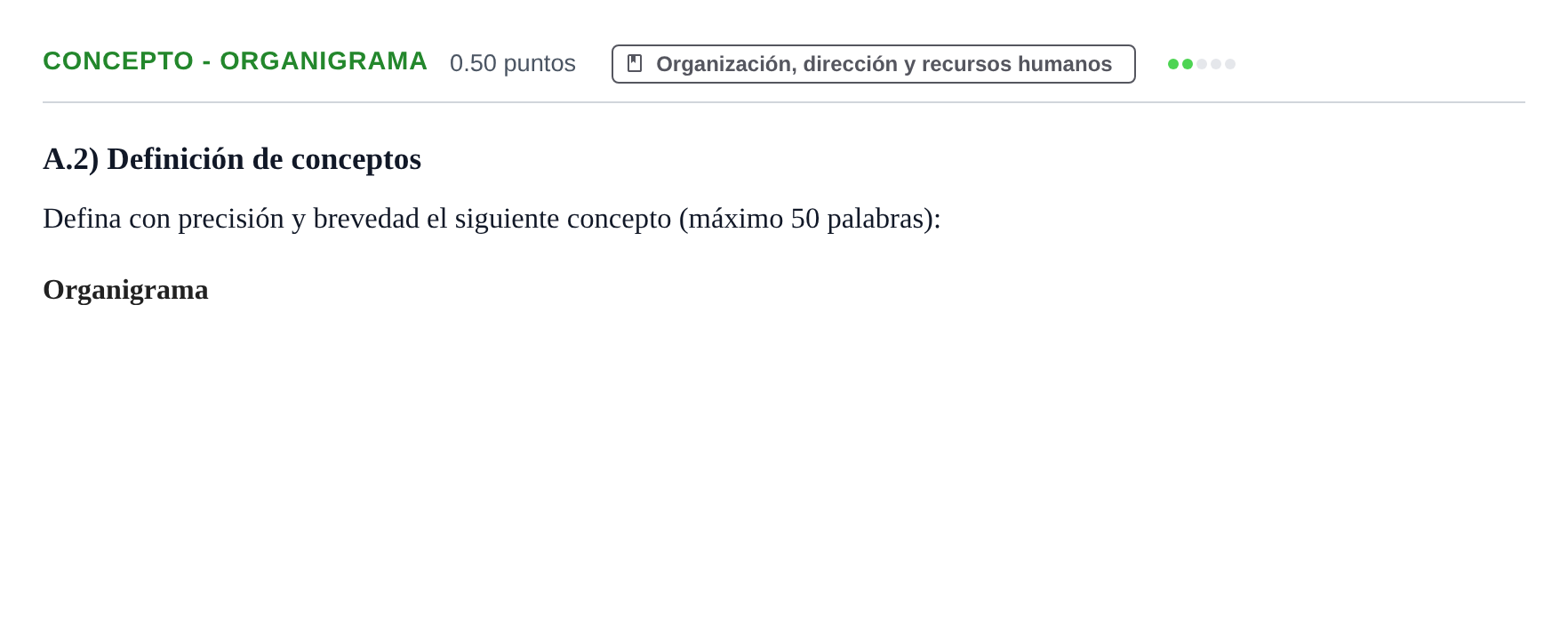 Enunciado: Ejercicio Concepto - Organigrama · Empresa y Diseño de Modelos de Negocio PAU Navarra Ordinaria 2021