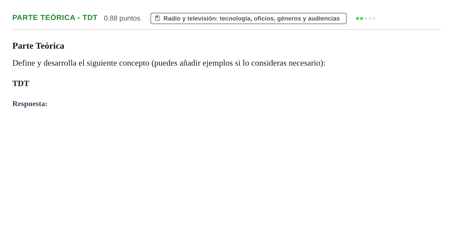 Enunciado: Ejercicio Parte Teórica - TDT · Cultura Audiovisual II PAU Navarra Ordinaria 2021