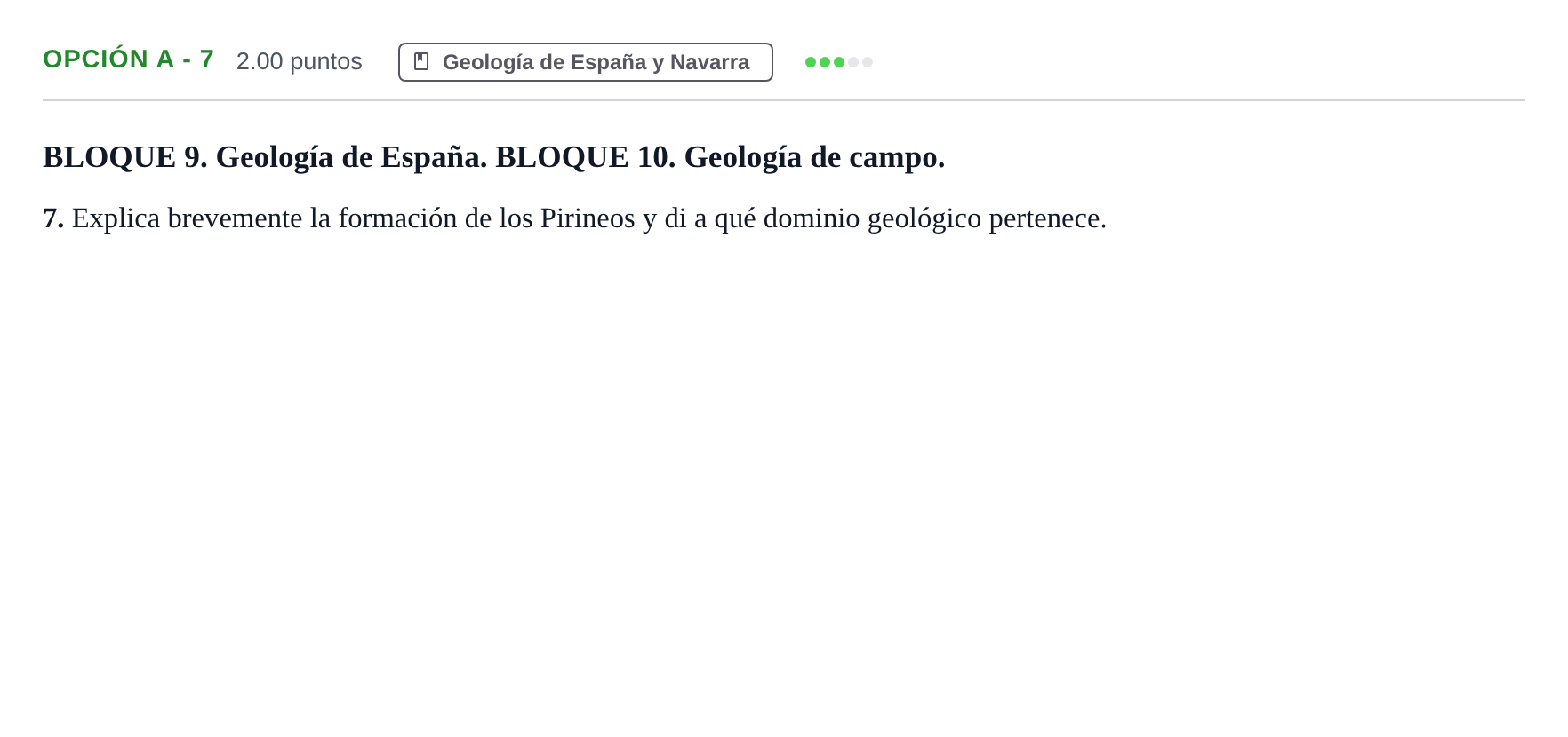 Enunciado: Opción A - 7 · Geología y Ciencias Ambientales PAU Navarra Ordinaria 2021