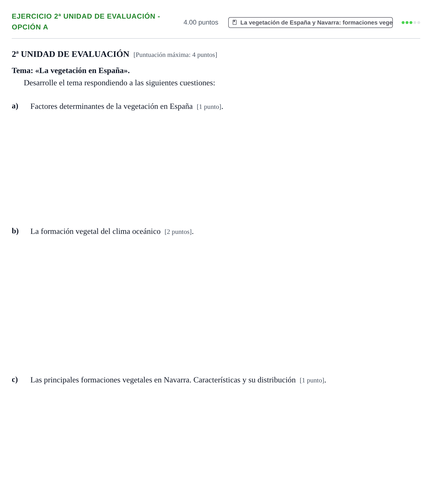Enunciado: Ejercicio 2ª Unidad de Evaluación - Opción A · Geografía PAU Navarra Ordinaria 2021