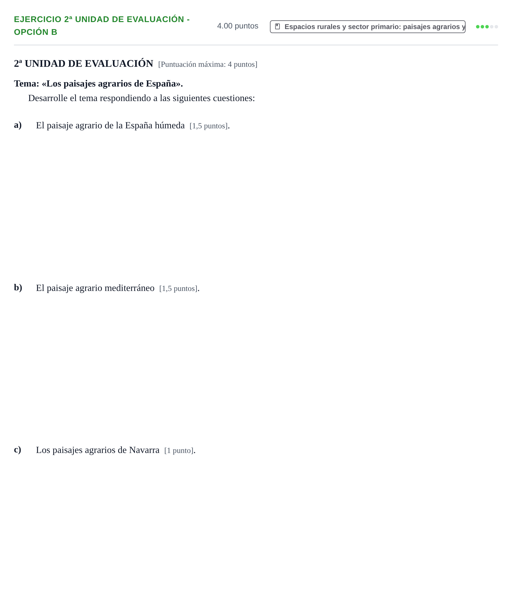 Enunciado: Ejercicio 2ª Unidad de Evaluación - Opción B · Geografía PAU Navarra Ordinaria 2021
