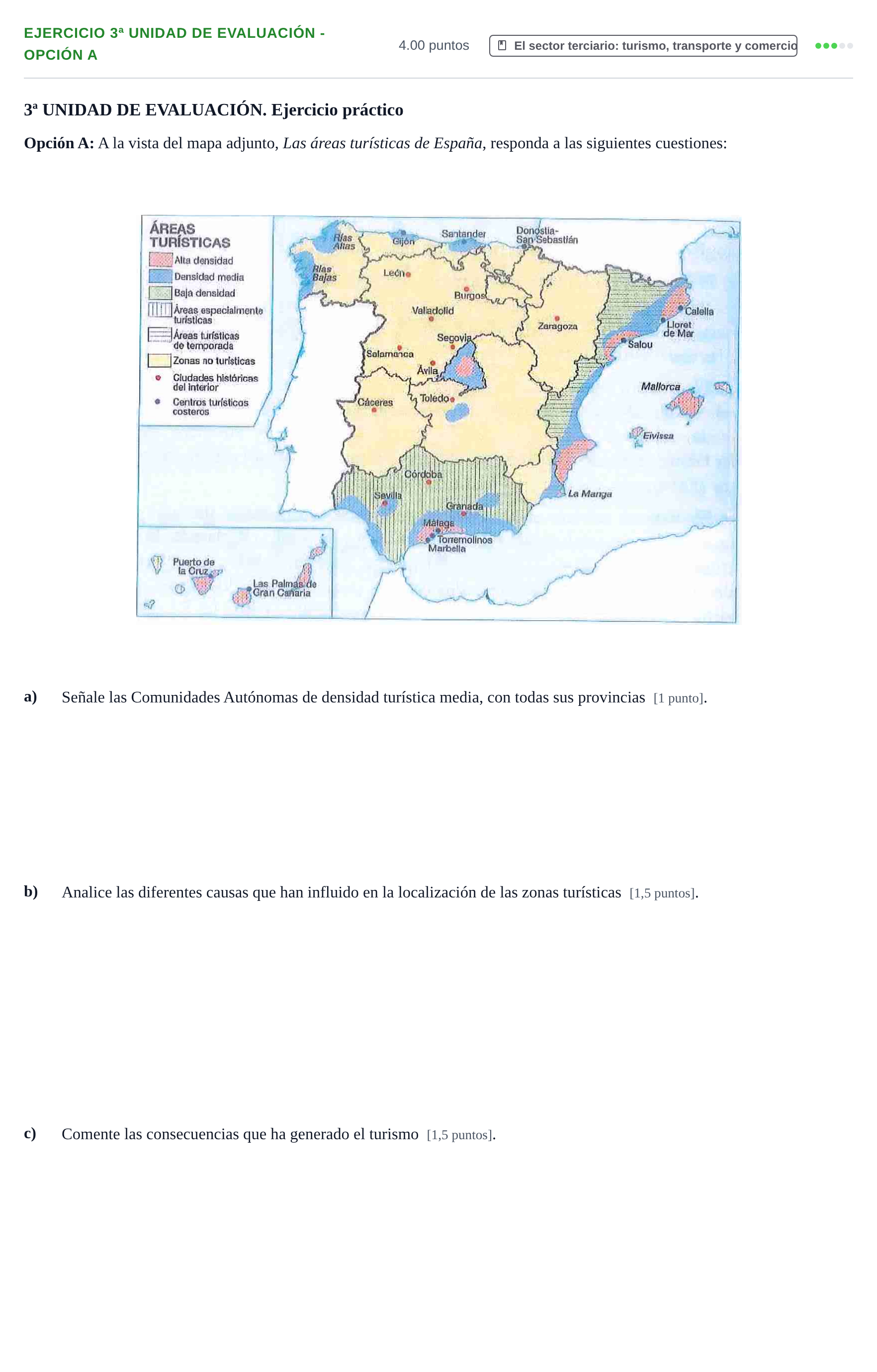 Enunciado: Ejercicio 3ª Unidad de Evaluación - Opción A · Geografía PAU Navarra Ordinaria 2021