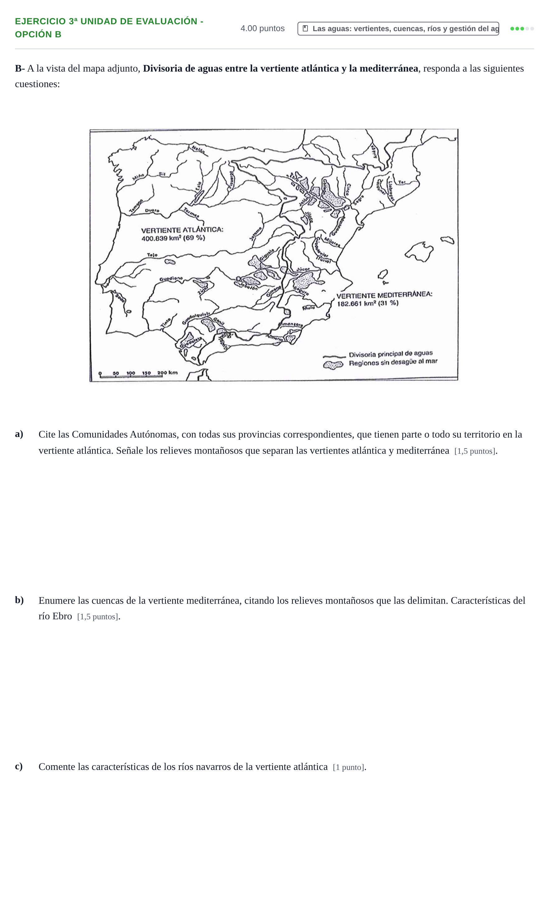 Enunciado: Ejercicio 3ª Unidad de Evaluación - Opción B · Geografía PAU Navarra Ordinaria 2021