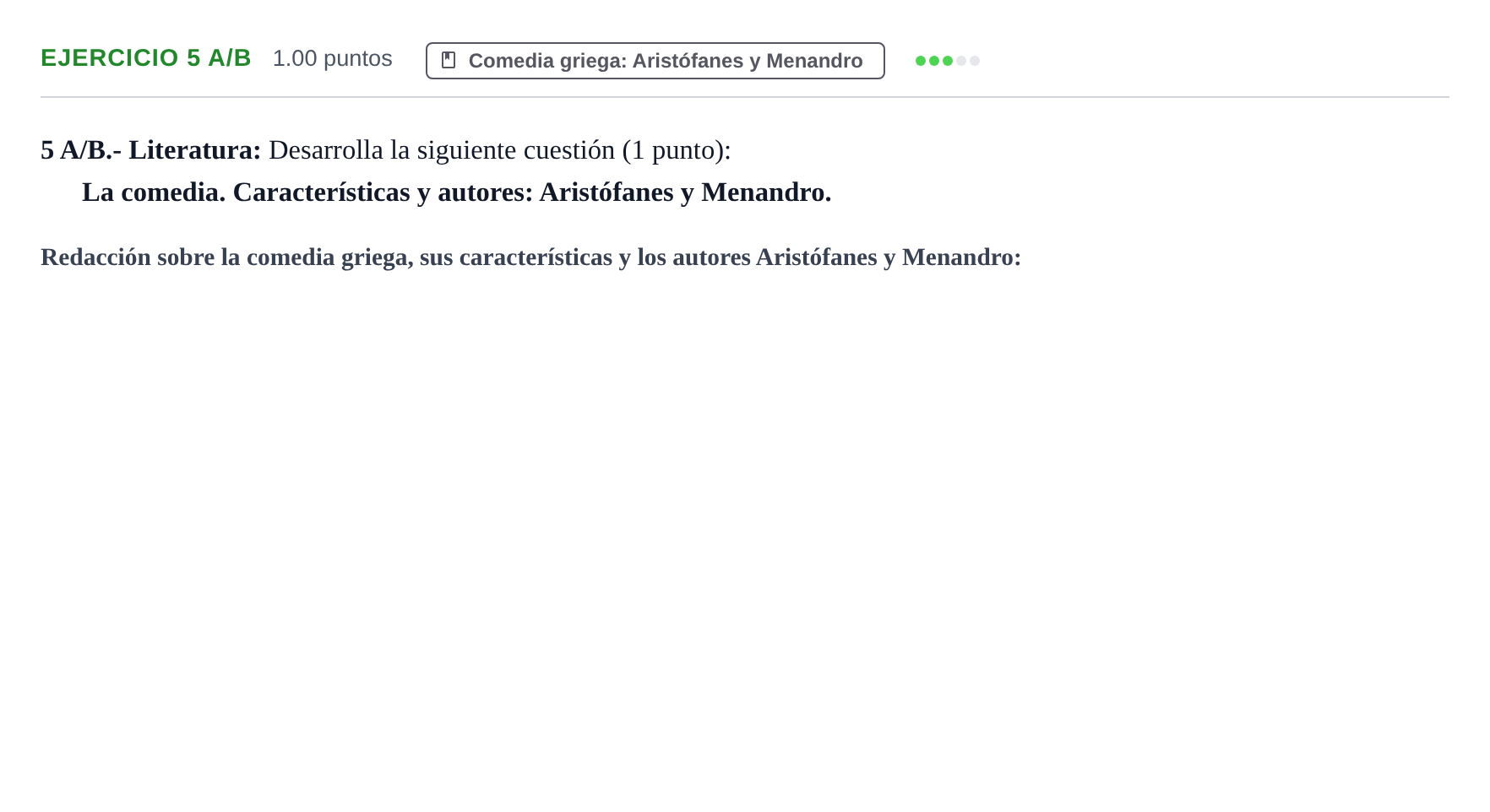 Enunciado: Ejercicio 5 A/B - Comedia · Griego II PAU Navarra Ordinaria 2021