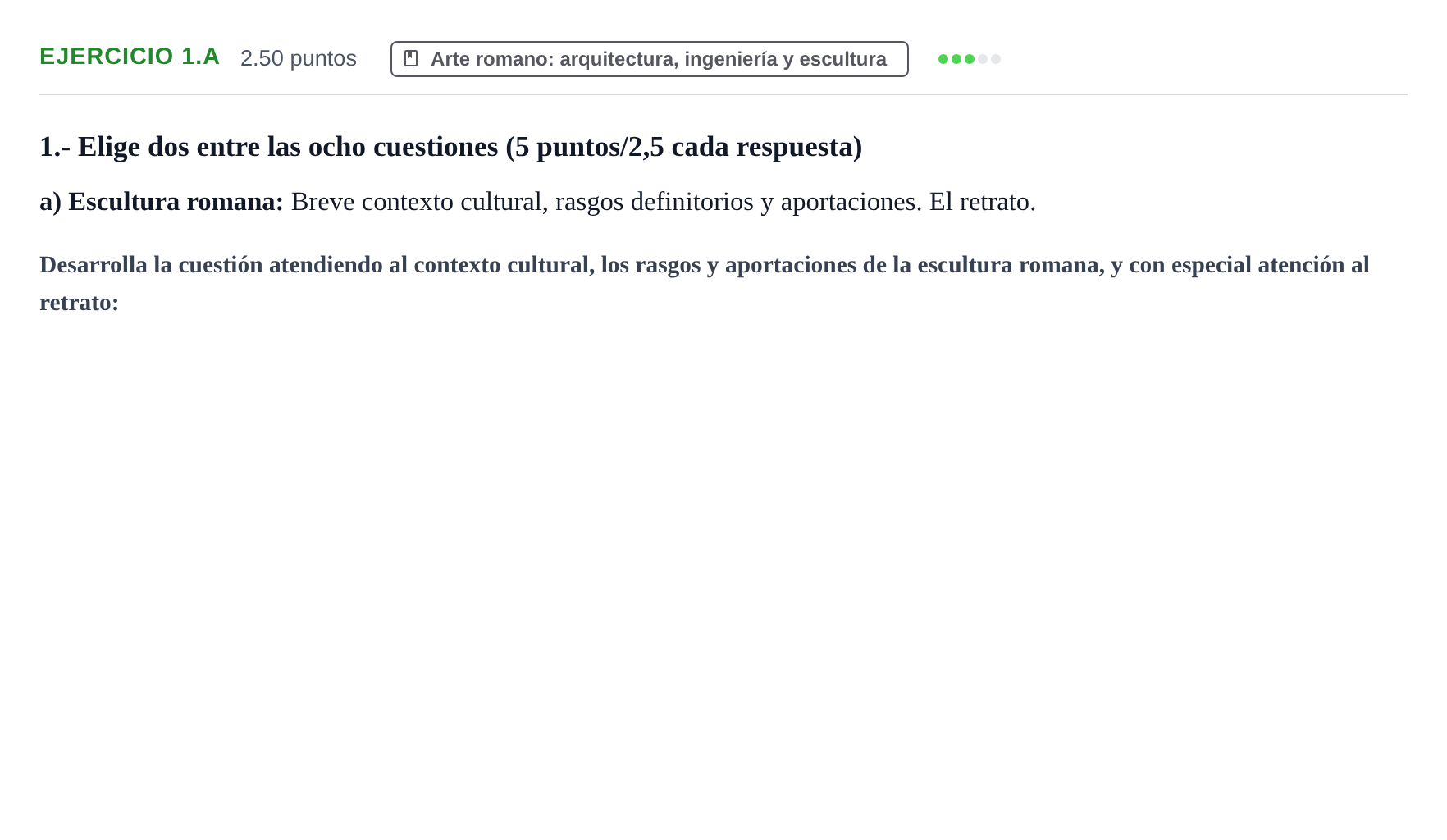 Enunciado: Ejercicio 1.a · Historia del Arte PAU Navarra Ordinaria 2021