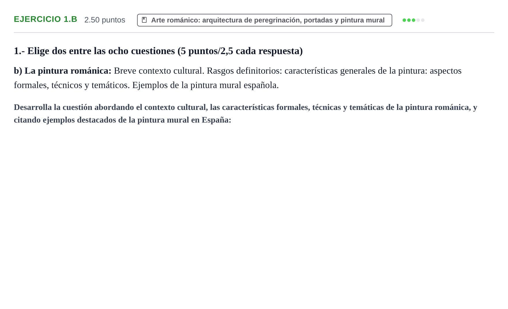 Enunciado: Ejercicio 1.b · Historia del Arte PAU Navarra Ordinaria 2021