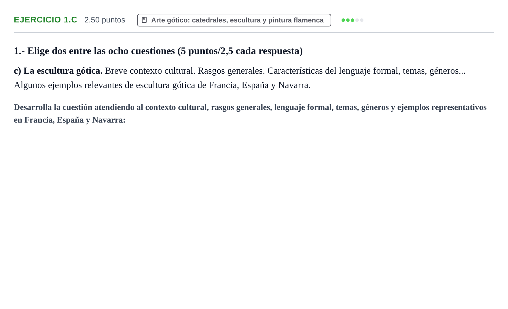 Enunciado: Ejercicio 1.c · Historia del Arte PAU Navarra Ordinaria 2021