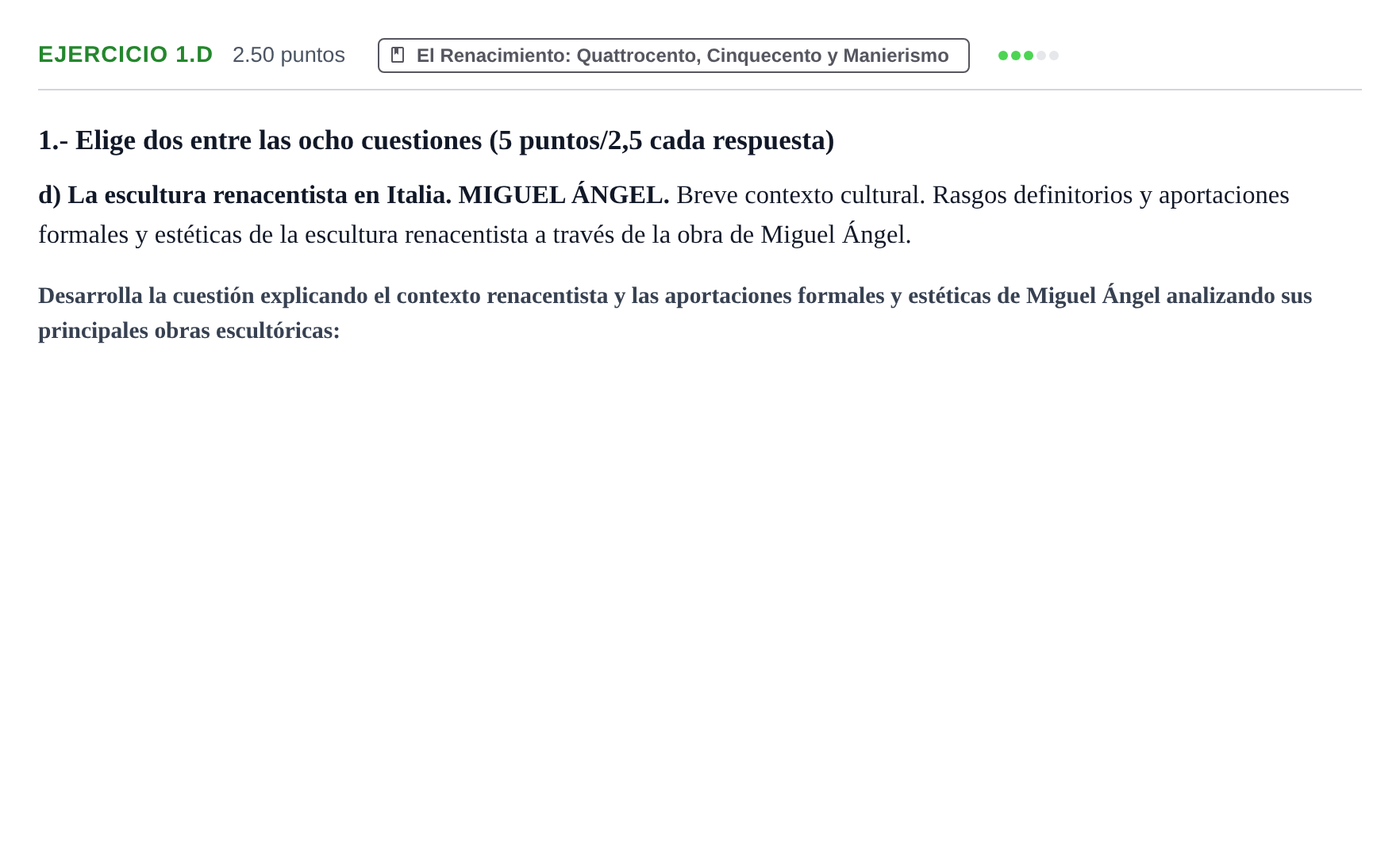 Enunciado: Ejercicio 1.d · Historia del Arte PAU Navarra Ordinaria 2021