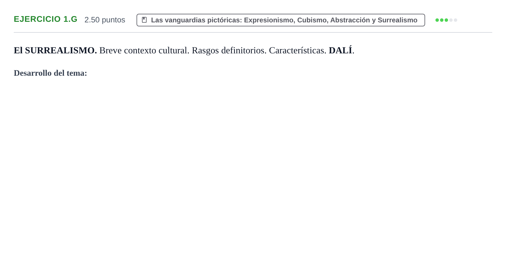 Enunciado: Ejercicio 1.g · Historia del Arte PAU Navarra Ordinaria 2021