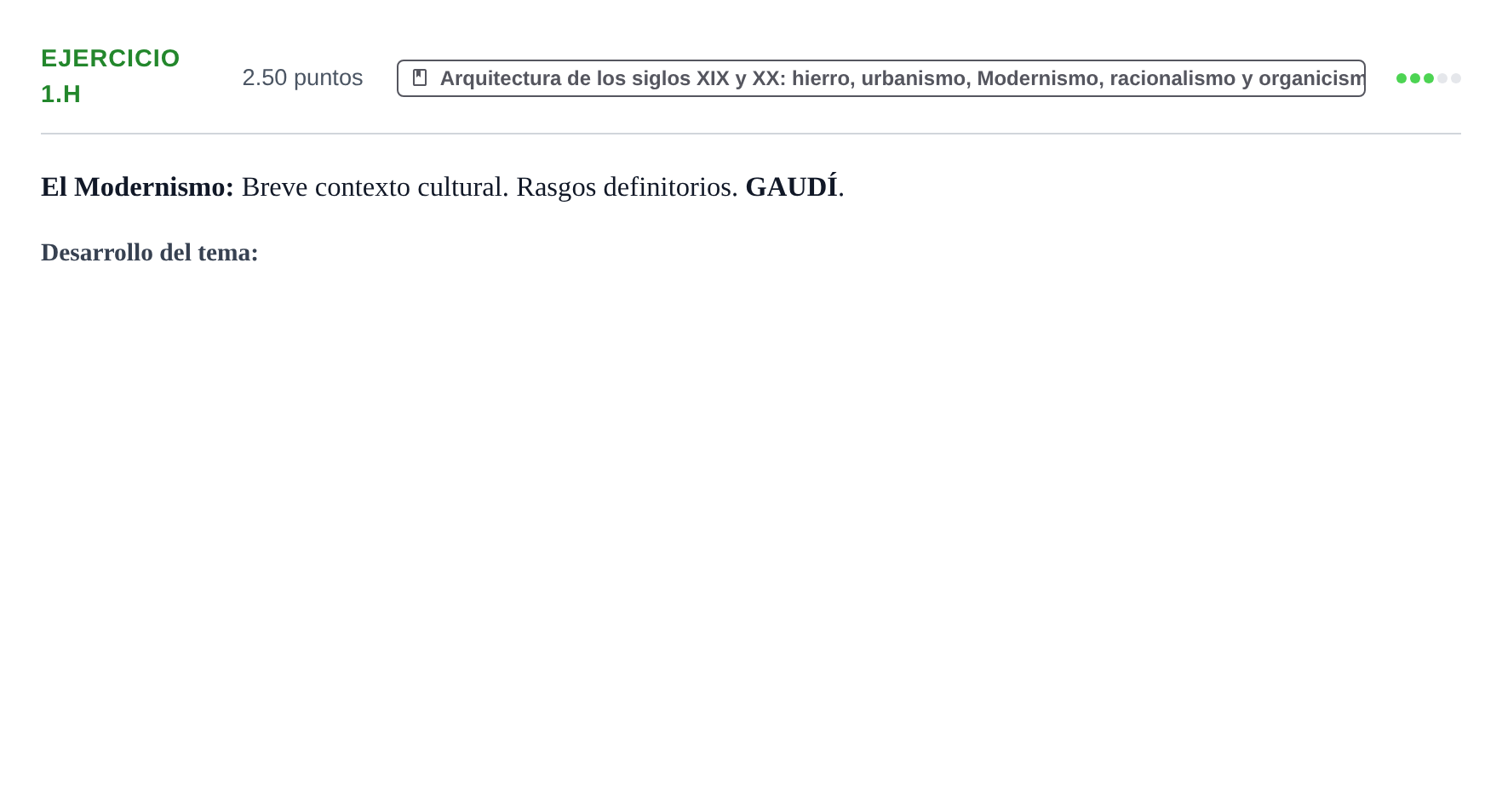 Enunciado: Ejercicio 1.h · Historia del Arte PAU Navarra Ordinaria 2021