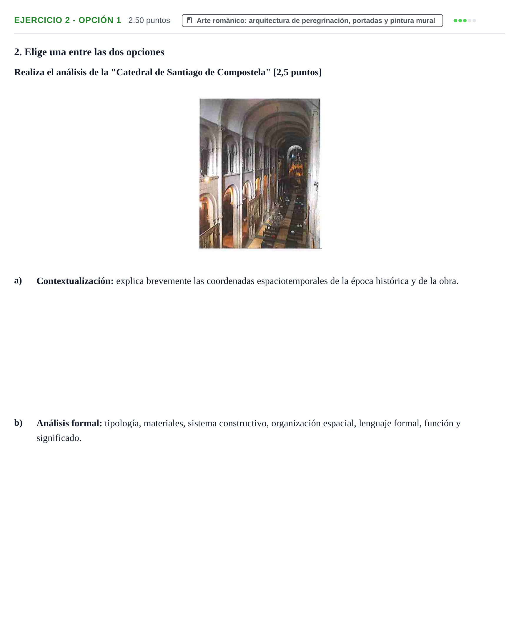 Enunciado: Ejercicio 2 - Opción 1 · Historia del Arte PAU Navarra Ordinaria 2021