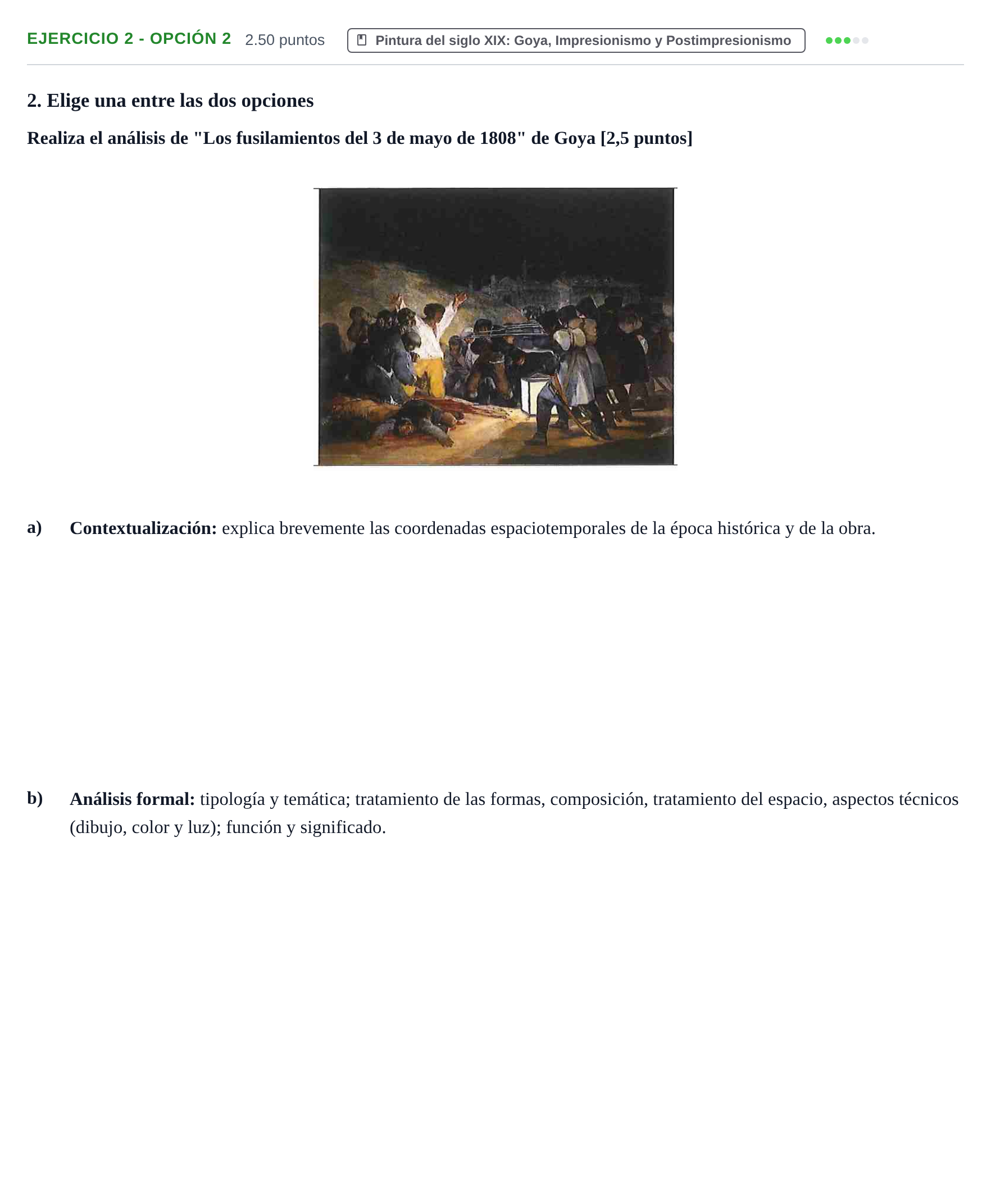 Enunciado: Ejercicio 2 - Opción 2 · Historia del Arte PAU Navarra Ordinaria 2021