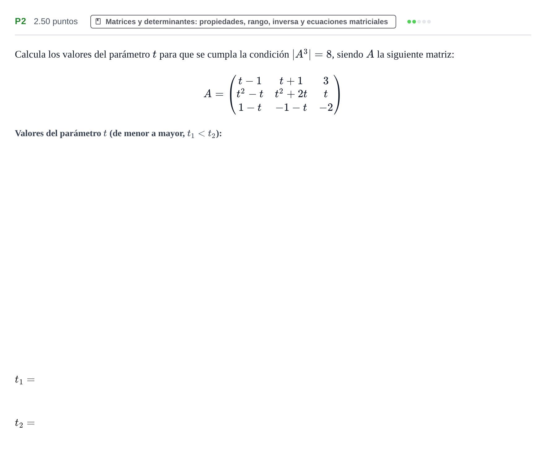 Enunciado: Ejercicio P2 · Matemáticas II PAU Navarra Ordinaria 2021