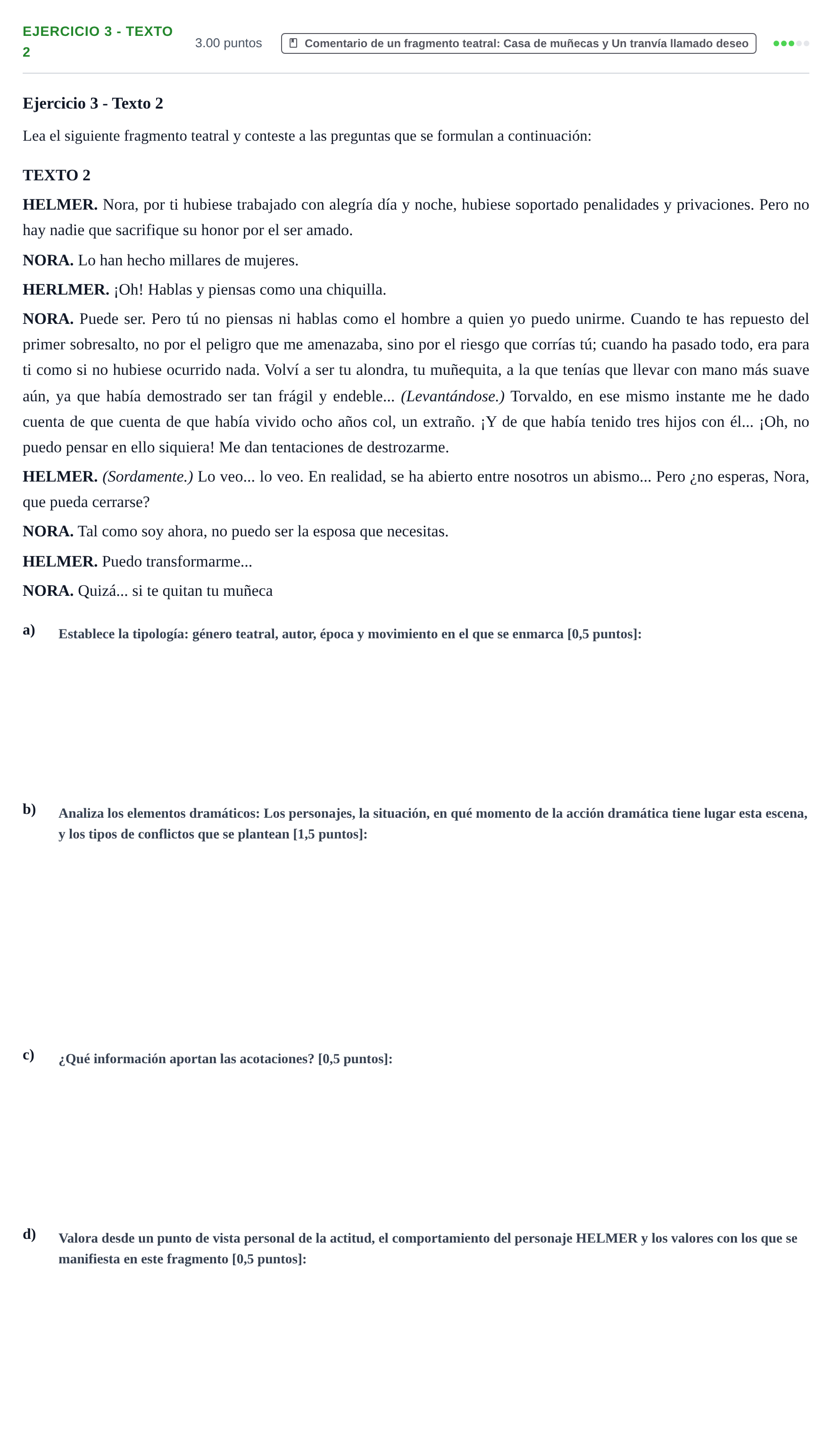 Enunciado: Ejercicio 3 - Texto 2 · Artes Escénicas PAU Navarra Extraordinaria 2021