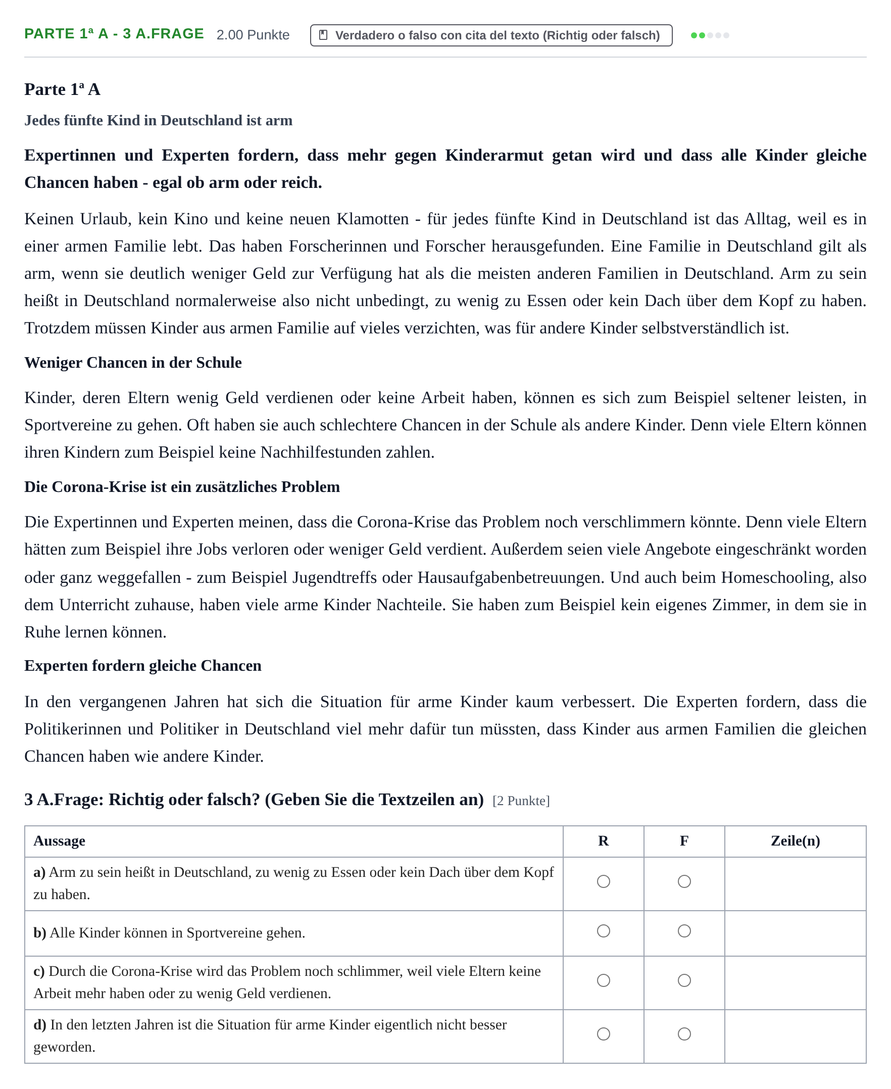 Enunciado: Ejercicio Parte 1ª A - 3 A.Frage · Alemán PAU Navarra Extraordinaria 2021
