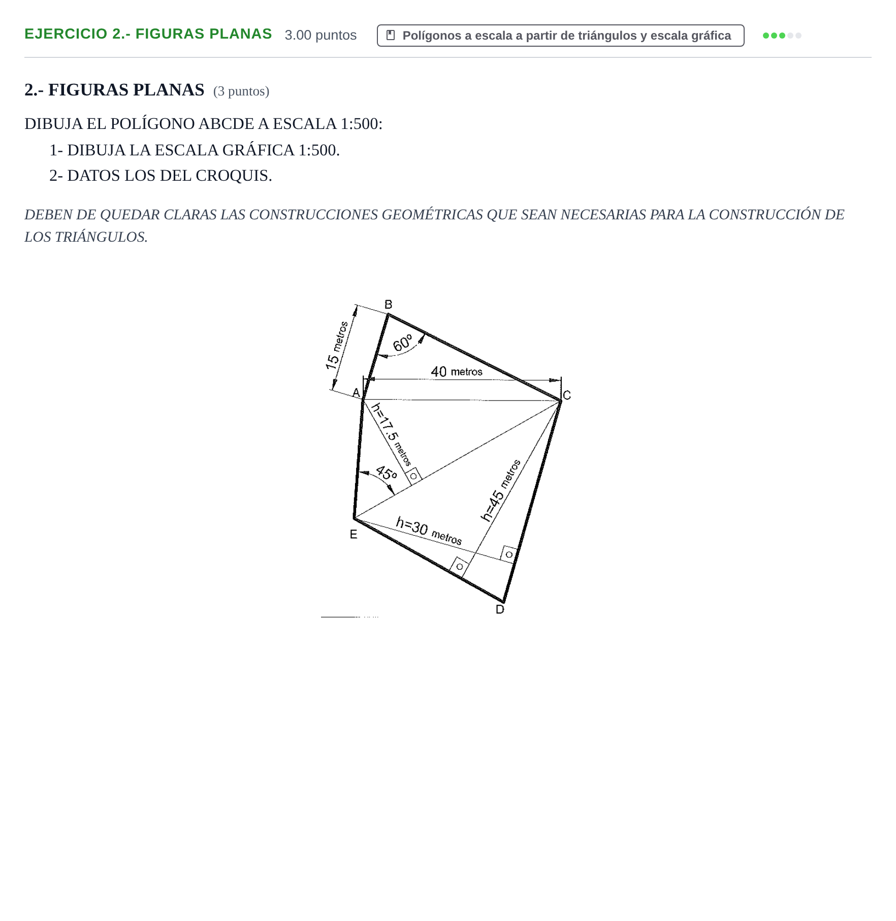 Enunciado: Ejercicio 2.- Figuras planas · Dibujo técnico II PAU Navarra Extraordinaria 2021