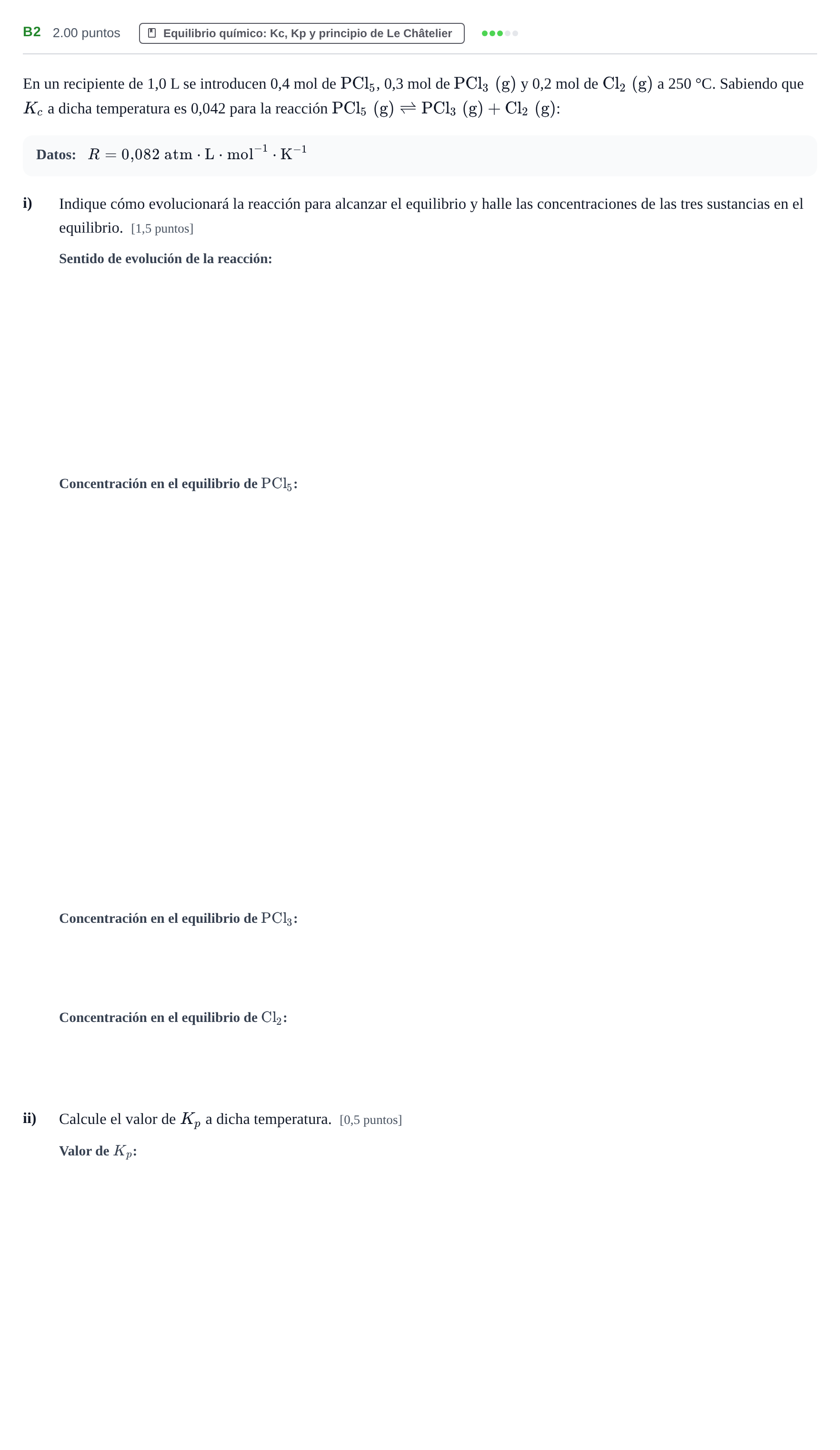 Enunciado: Ejercicio B2 · Química PAU Navarra Ordinaria 2021