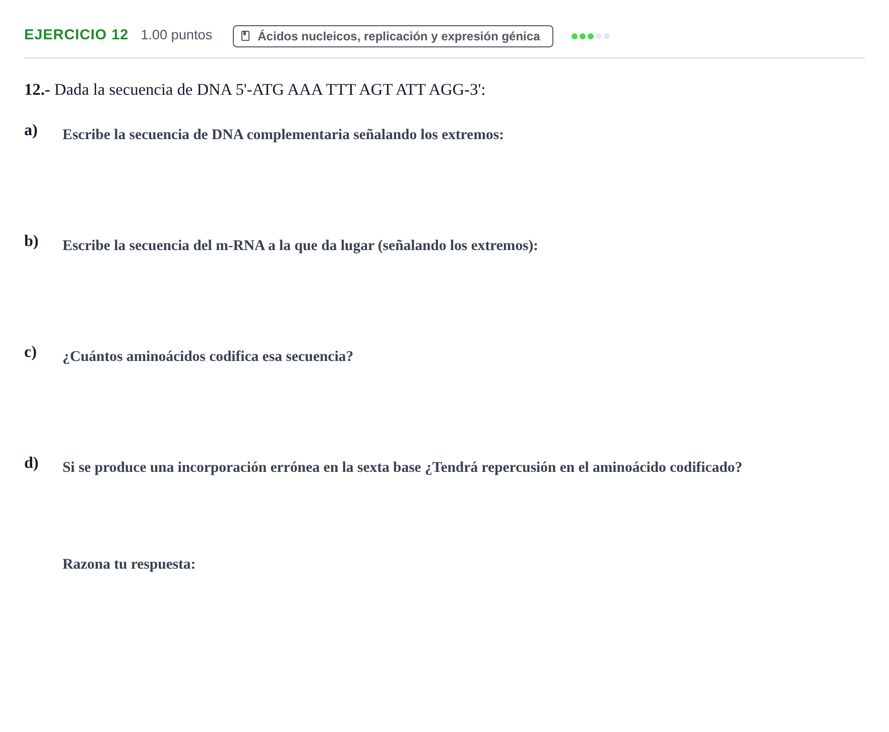 Enunciado: Problema 12 · Biología PAU Navarra Extraordinaria 2021