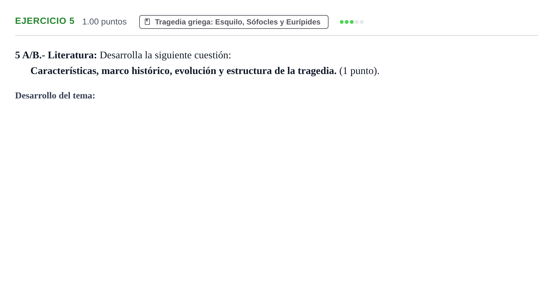 Enunciado: Ejercicio 5 - Tragedia · Griego II PAU Navarra Extraordinaria 2021