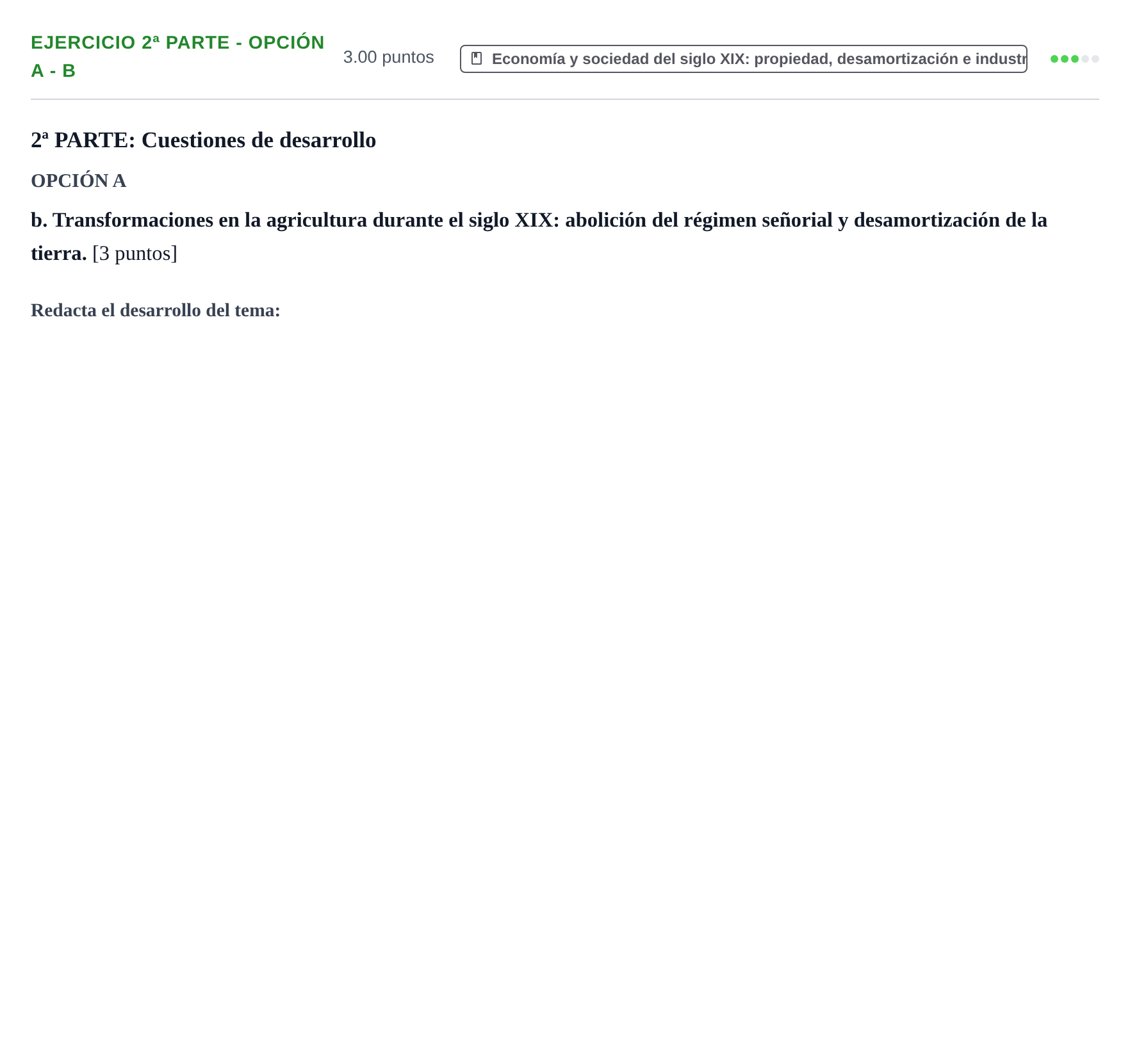 Enunciado: Ejercicio 2ª PARTE - Opción A - b · Historia de España PAU Navarra Extraordinaria 2021
