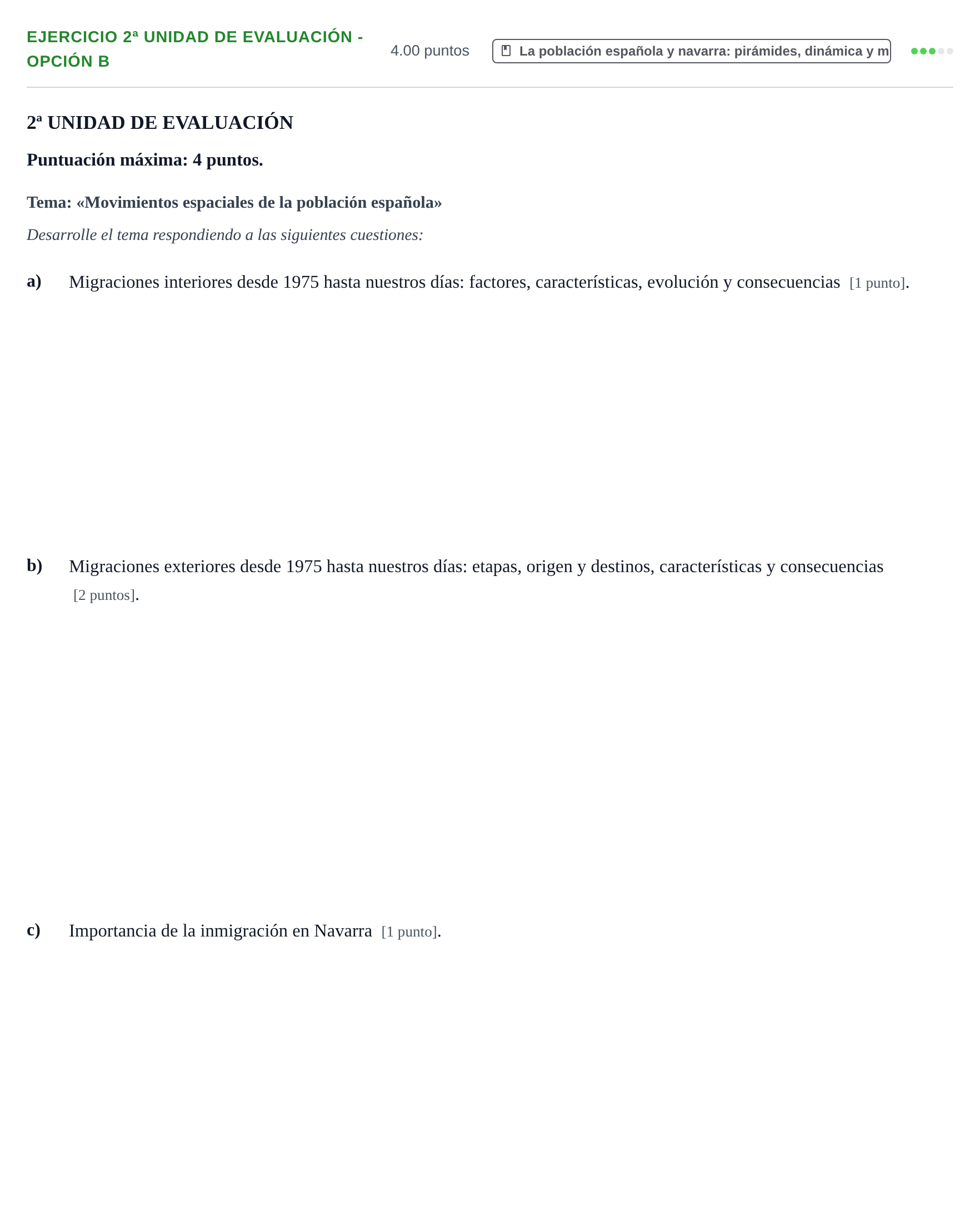 Enunciado: Ejercicio 2ª Unidad de Evaluación - Opción B · Geografía PAU Navarra Extraordinaria 2021