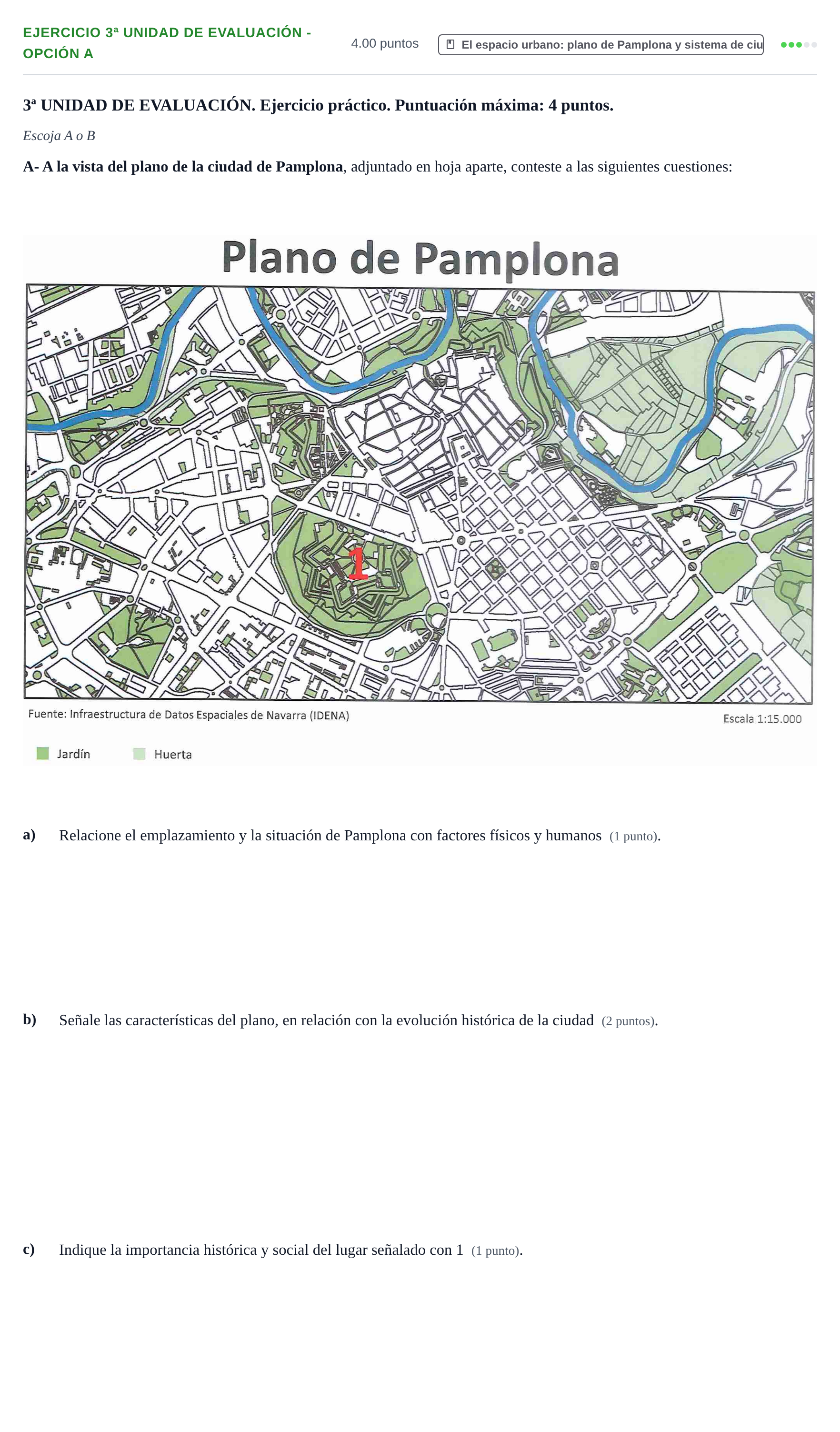 Enunciado: Ejercicio 3ª Unidad de Evaluación - Opción A · Geografía PAU Navarra Extraordinaria 2021
