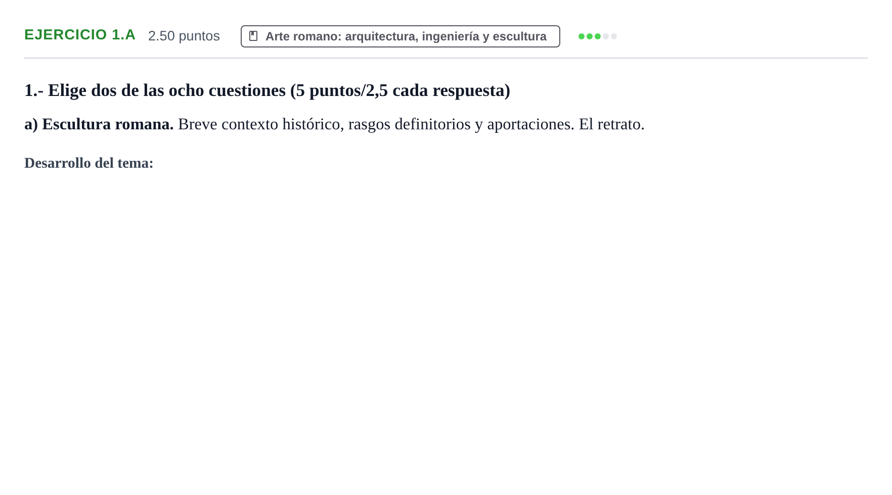 Enunciado: Ejercicio 1.a · Historia del Arte PAU Navarra Extraordinaria 2021