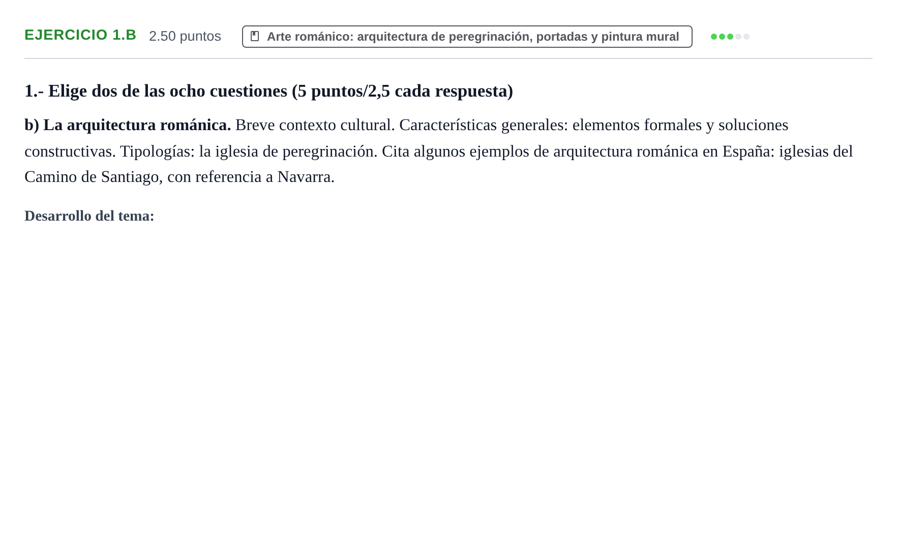 Enunciado: Ejercicio 1.b · Historia del Arte PAU Navarra Extraordinaria 2021