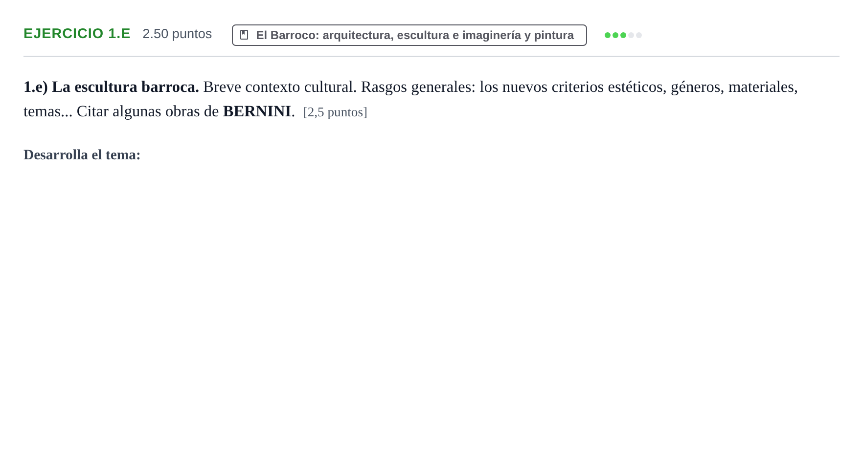 Enunciado: Ejercicio 1.e · Historia del Arte PAU Navarra Extraordinaria 2021