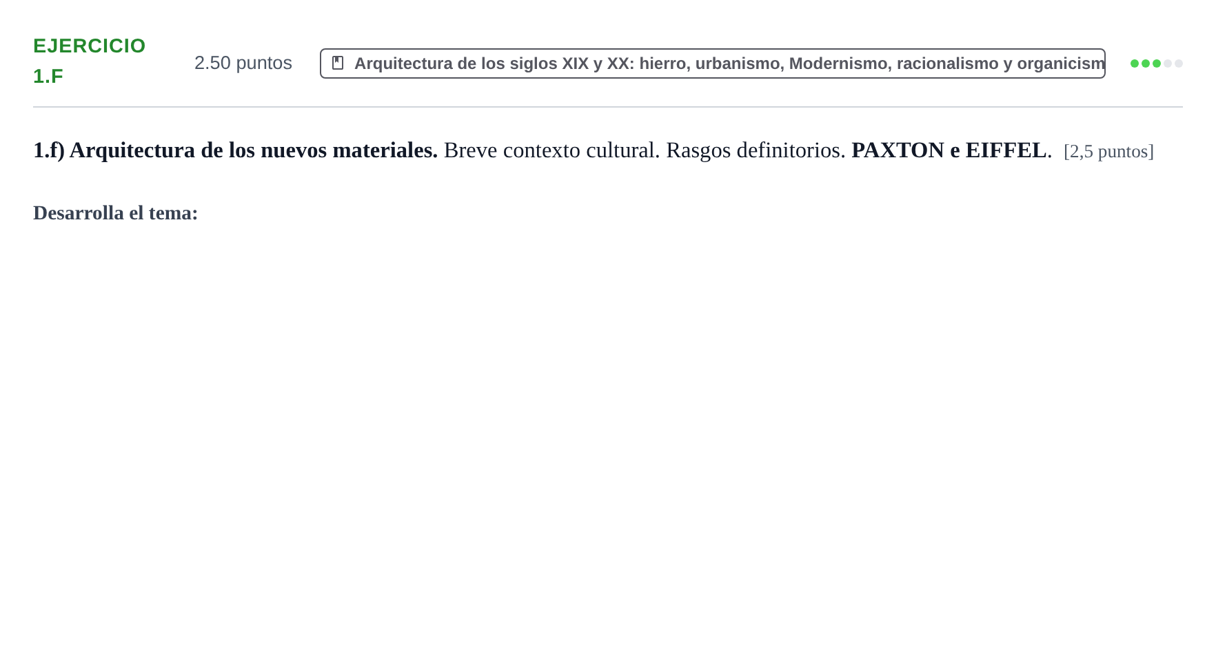 Enunciado: Ejercicio 1.f · Historia del Arte PAU Navarra Extraordinaria 2021
