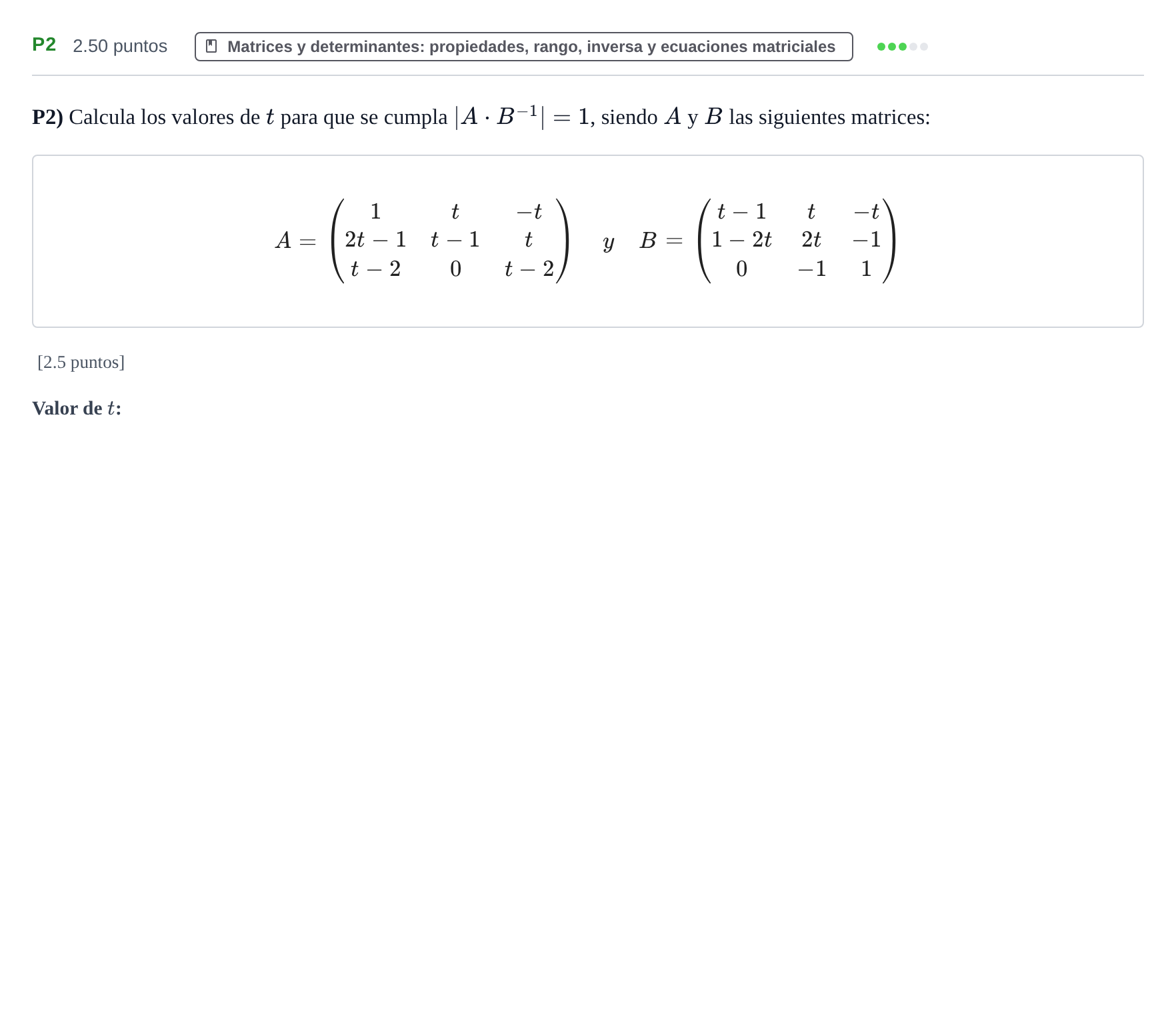 Enunciado: Ejercicio P2 · Matemáticas II PAU Navarra Extraordinaria 2021