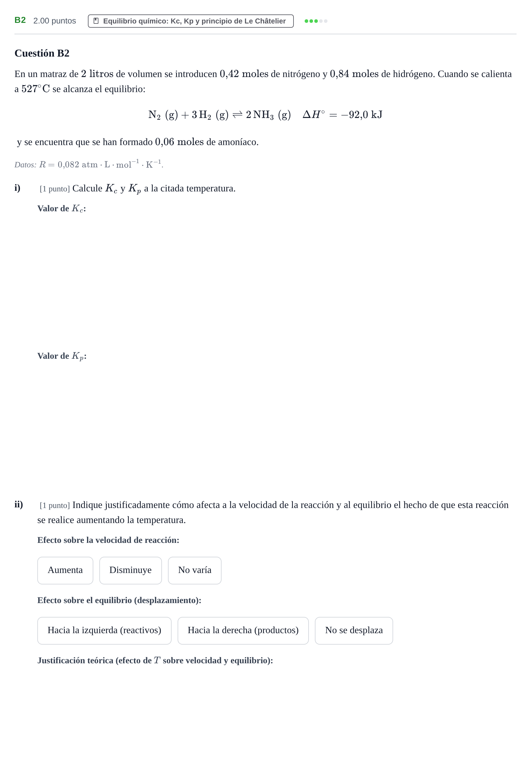 Enunciado: Ejercicio B2 · Química PAU Navarra Extraordinaria 2021