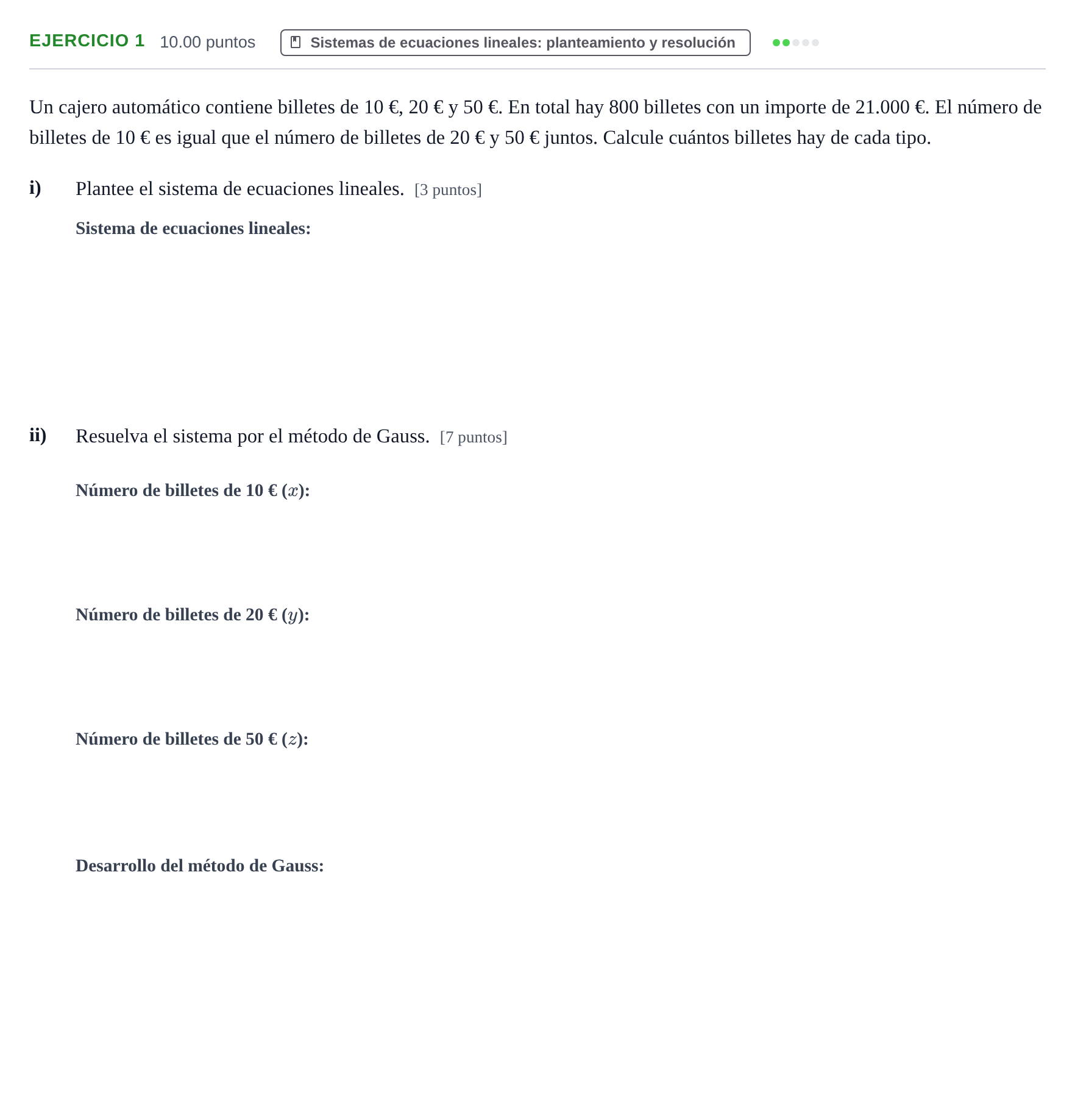 Enunciado: Ejercicio 1 · Matemáticas aplicadas a las Ciencias Sociales II PAU Navarra Extraordinaria 2021