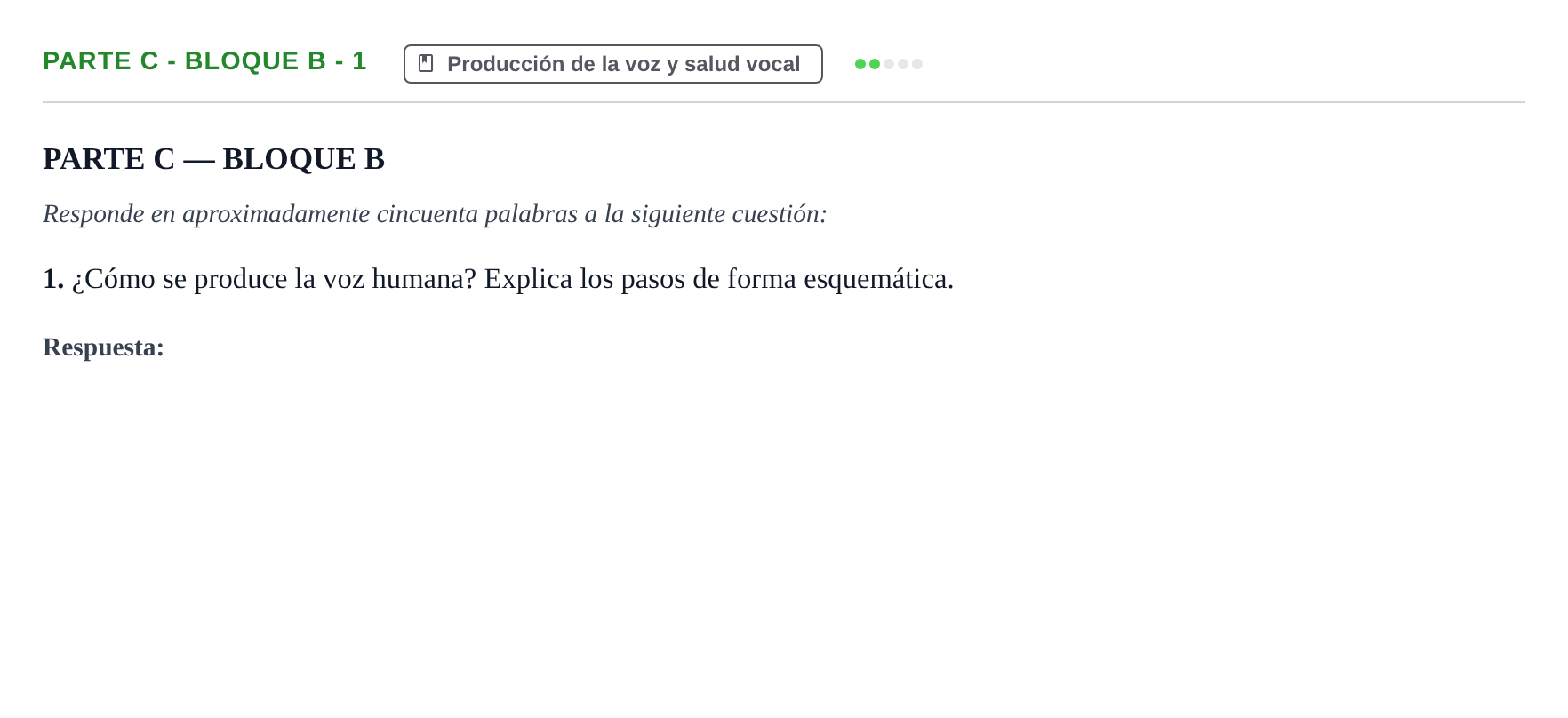 Enunciado: Ejercicio Parte C - Bloque B - 1 · Coro y Técnica Vocal PAU Murcia Ordinaria 2024