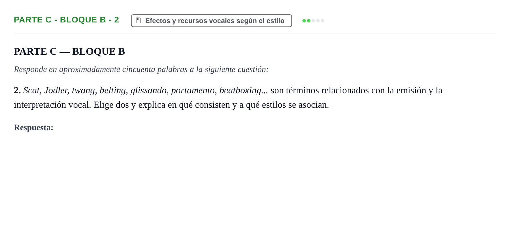 Enunciado: Ejercicio Parte C - Bloque B - 2 · Coro y Técnica Vocal PAU Murcia Ordinaria 2024