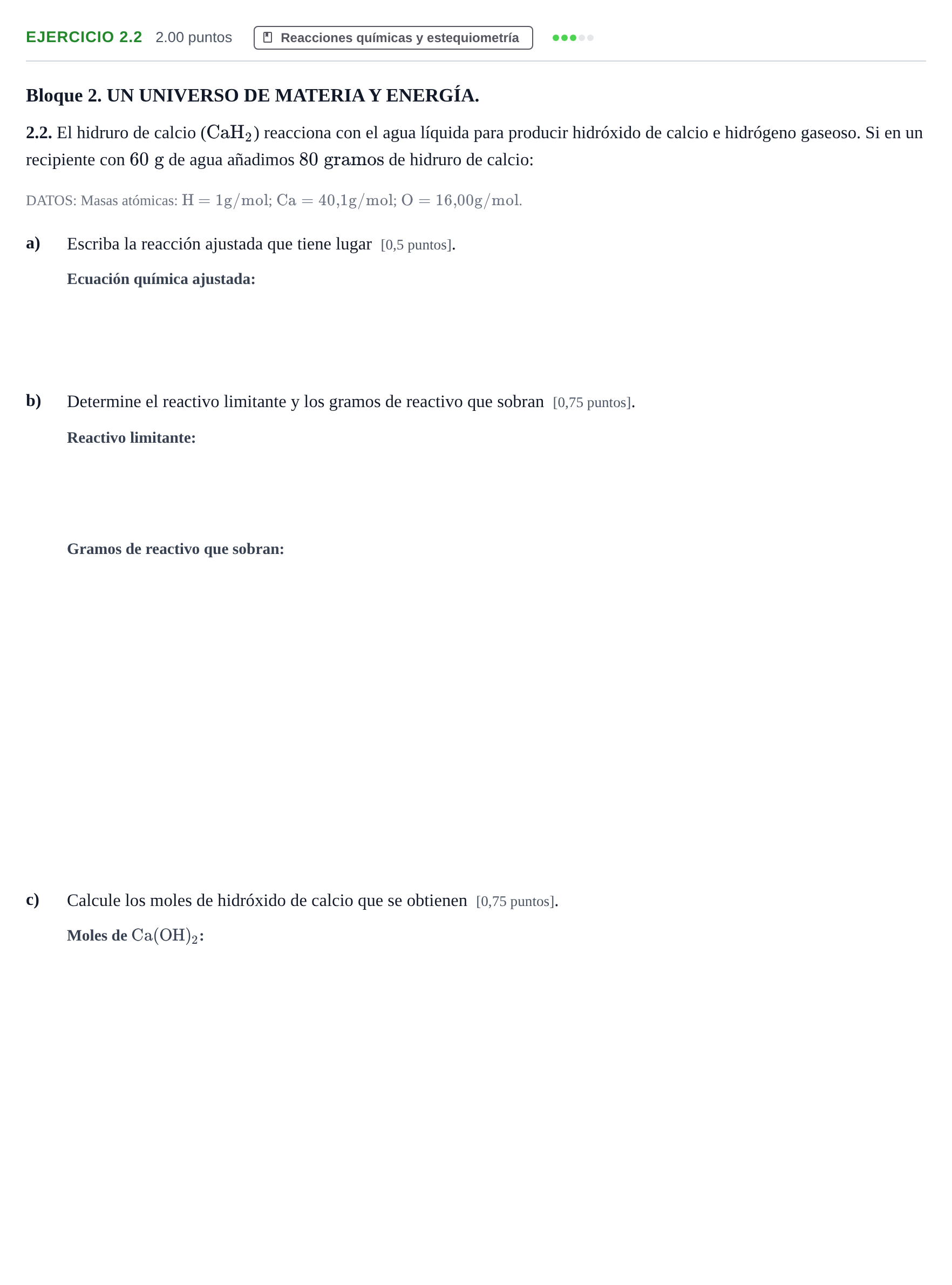 Enunciado: Ejercicio 2.2 · Ciencias Generales PAU Murcia Ordinaria 2024