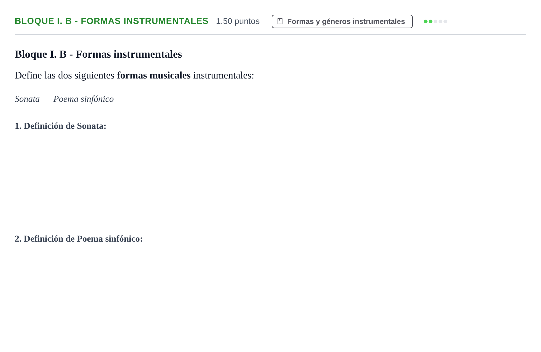 Enunciado: Bloque I. B - Formas instrumentales · Análisis Musical II PAU Murcia Extraordinaria 2024