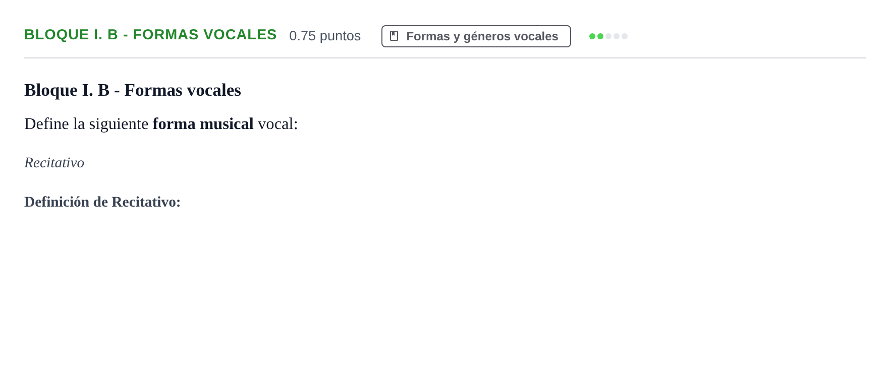 Enunciado: Bloque I. B - Formas vocales · Análisis Musical II PAU Murcia Extraordinaria 2024