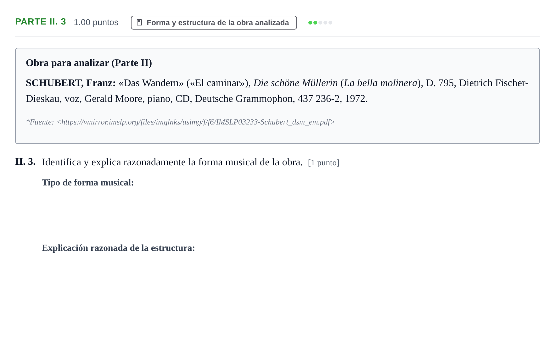 Enunciado: Ejercicio Parte II. 3 - Forma y estructura · Análisis Musical II PAU Murcia Extraordinaria 2024